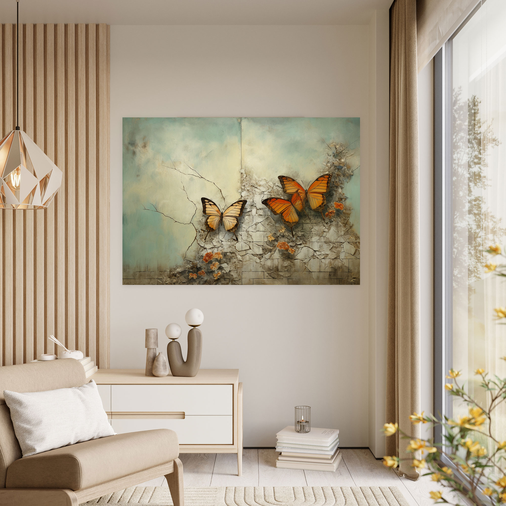 Surreal Butterflies Canvas Print - Dried Butterflies, Wall Decoration, Thought-Provoking, Butterflies