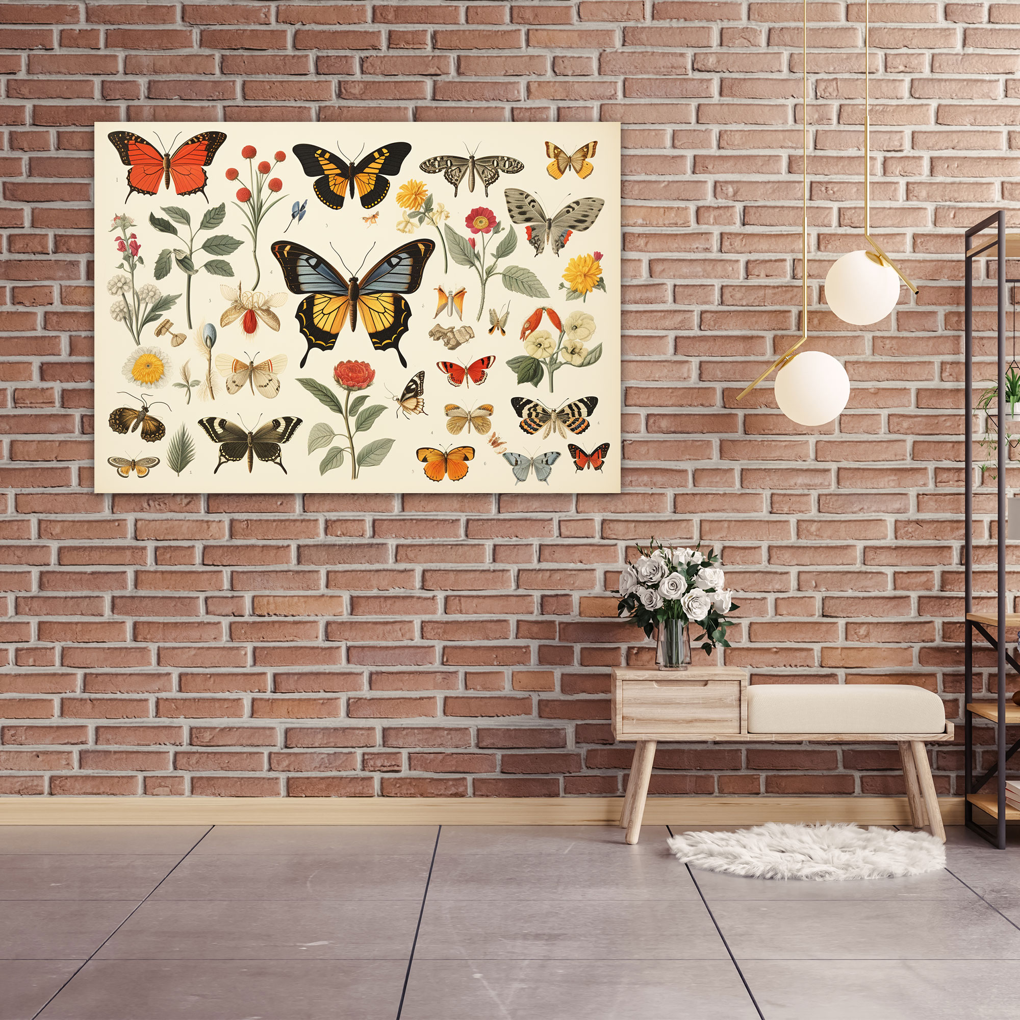 Vintage Butterflies Wall Art - Dried Butterflies, Nostalgia, Canvas, Collection