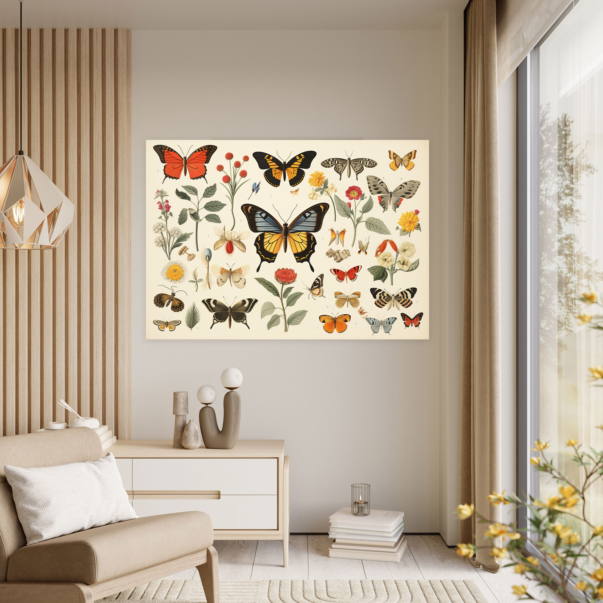 Vintage Butterflies Wall Art - Dried Butterflies, Nostalgia, Canvas, Collection
