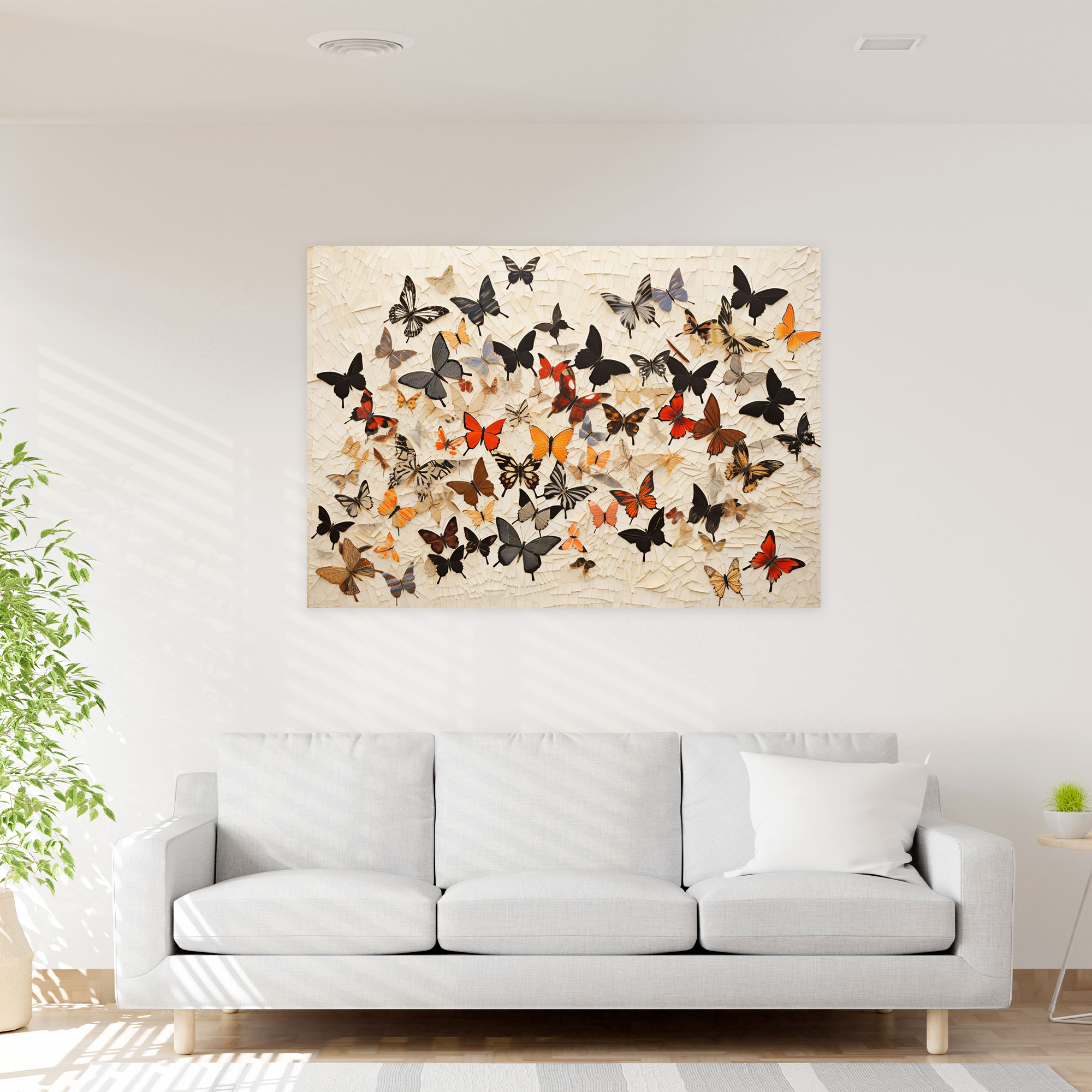 Mosaic Butterflies Canvas Print - Dried Butterflies, Canvas Wall Art, Canvas, Harmony