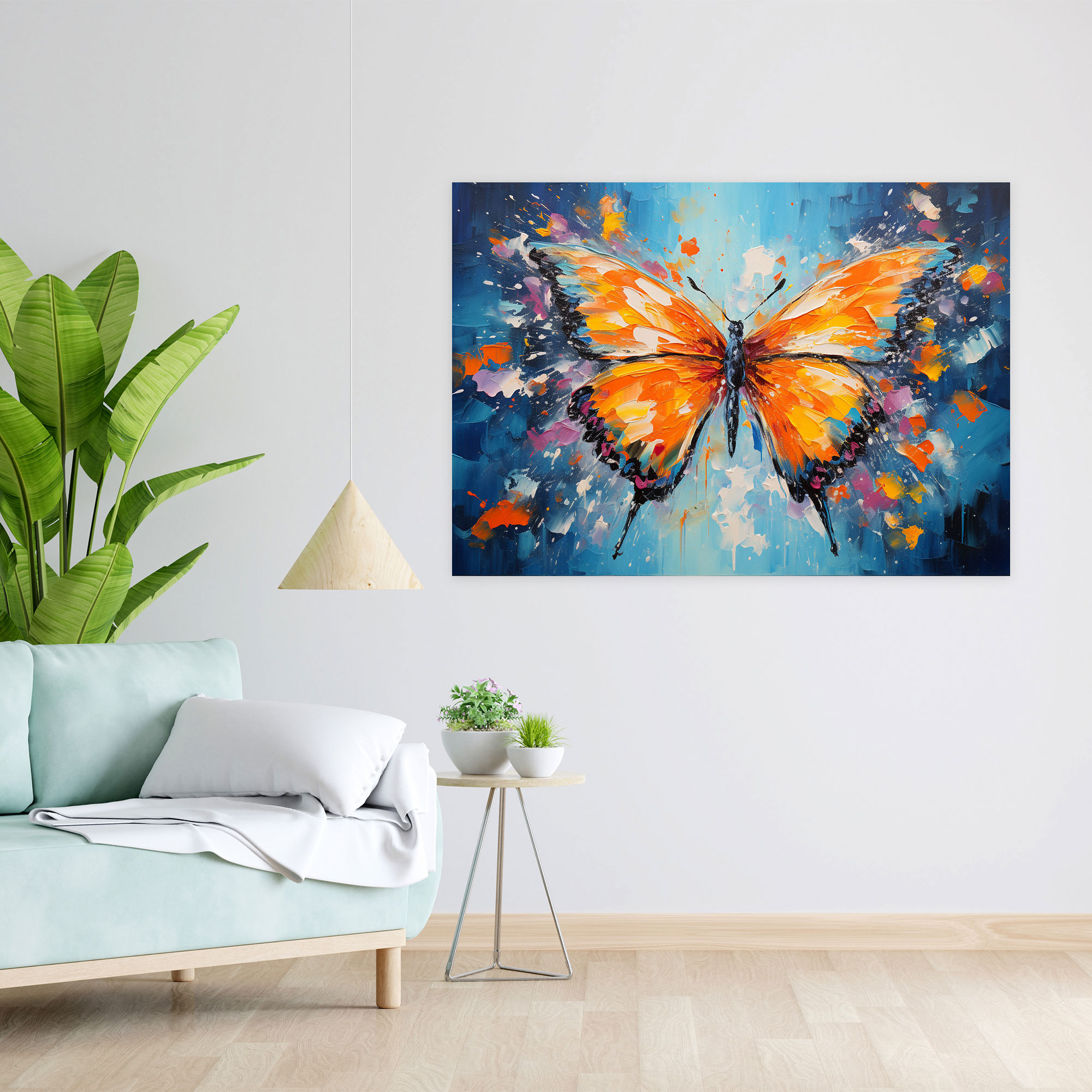 Butterflies Canvas Print - Dried Butterflies, Wall Decoration, Wall Art, Colorful