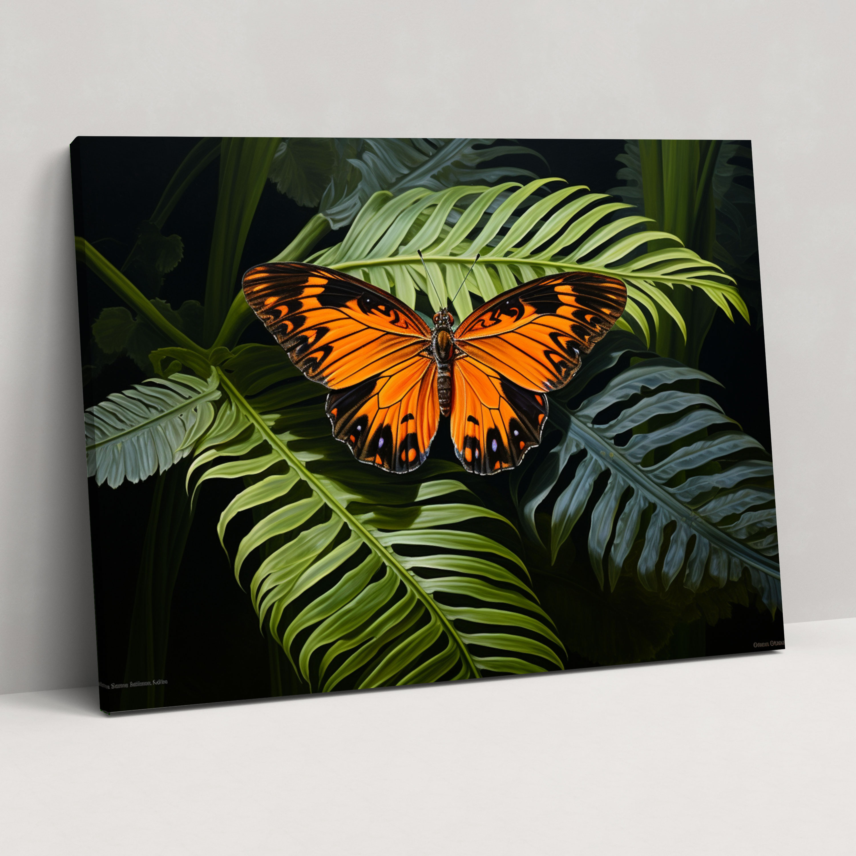 Realistic Butterflies Canvas Print - Dried Butterflies, Canvas Wall Art, Realistic Painting, Resting On A Leaf
