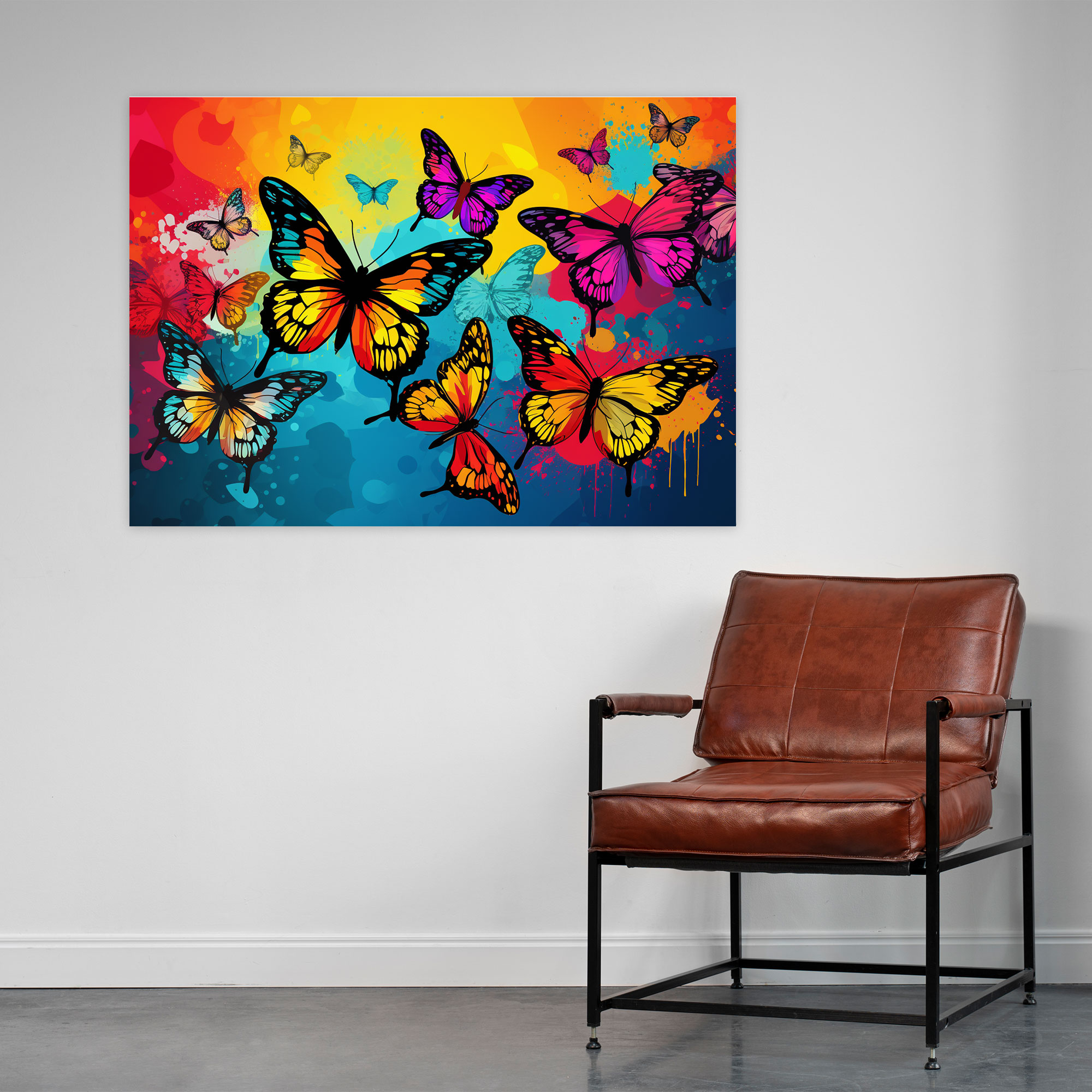 Butterflies Pop Art Wall Art - Dried Butterflies, Butterflies, Bold Background, Wall Art