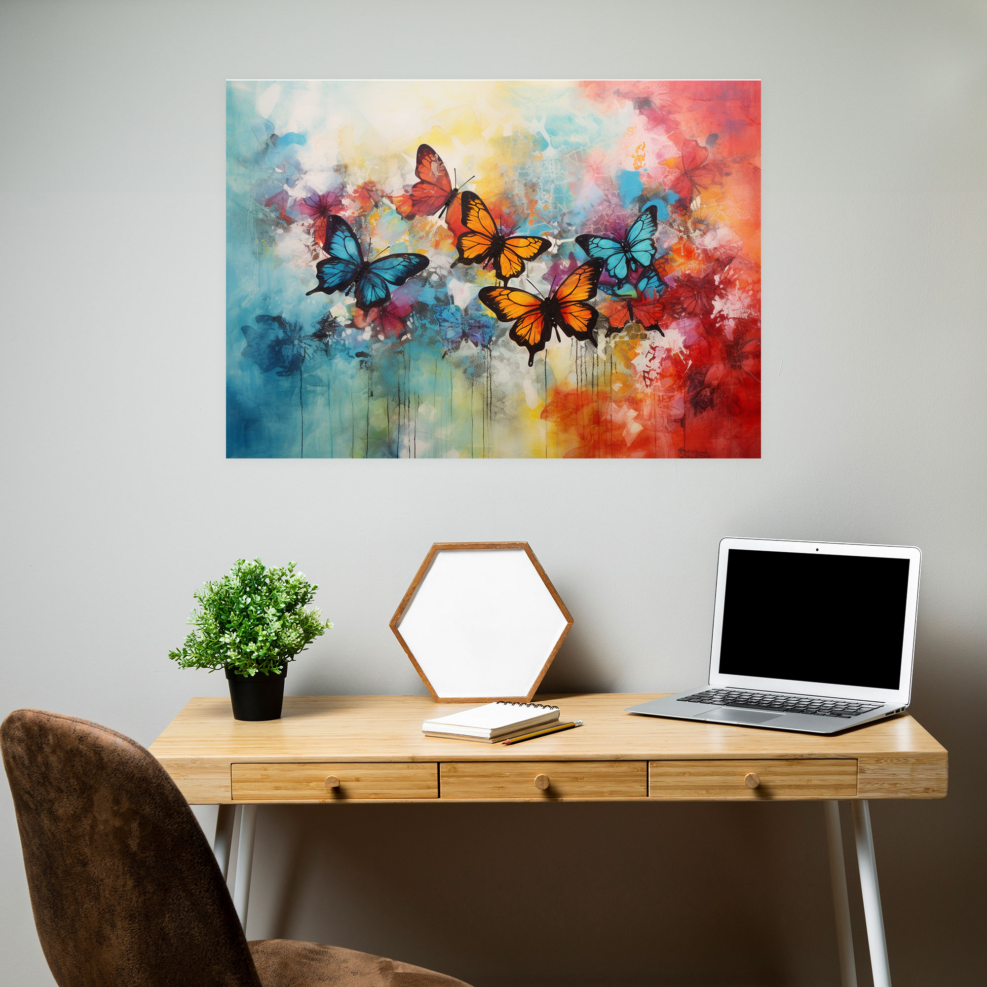 Butterflies Abstract Wall Art - Dried Butterflies, Home Decoration, Canvas, Abstract