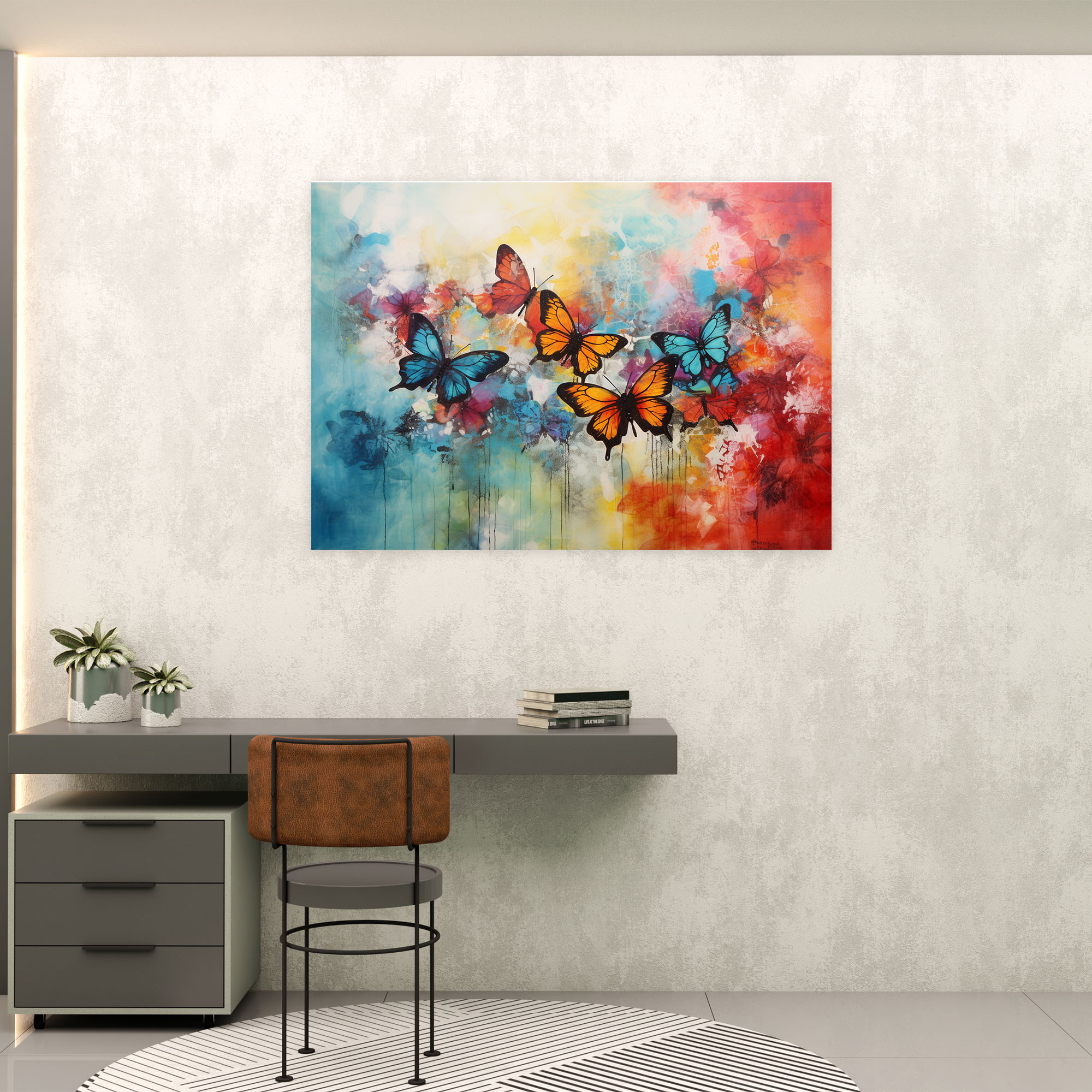 Butterflies Abstract Wall Art - Dried Butterflies, Home Decoration, Canvas, Abstract