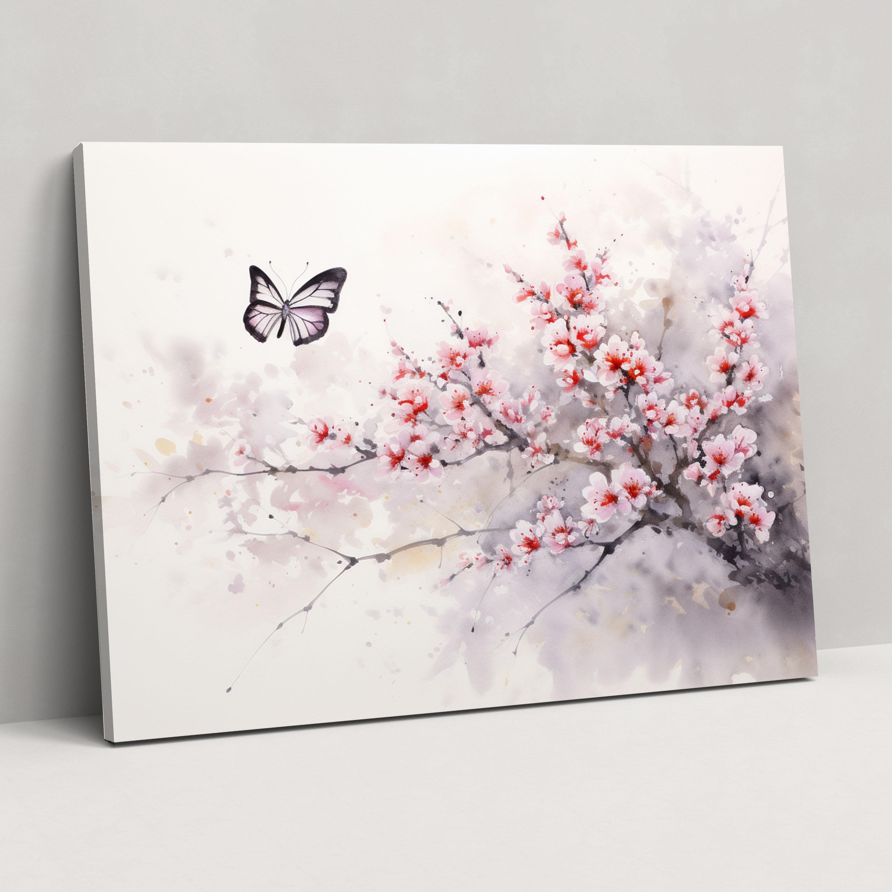 Butterflies Traditional Wall Art - Dried Butterflies, Chinese Ink Painting, Canvas Wall Art, Traditional