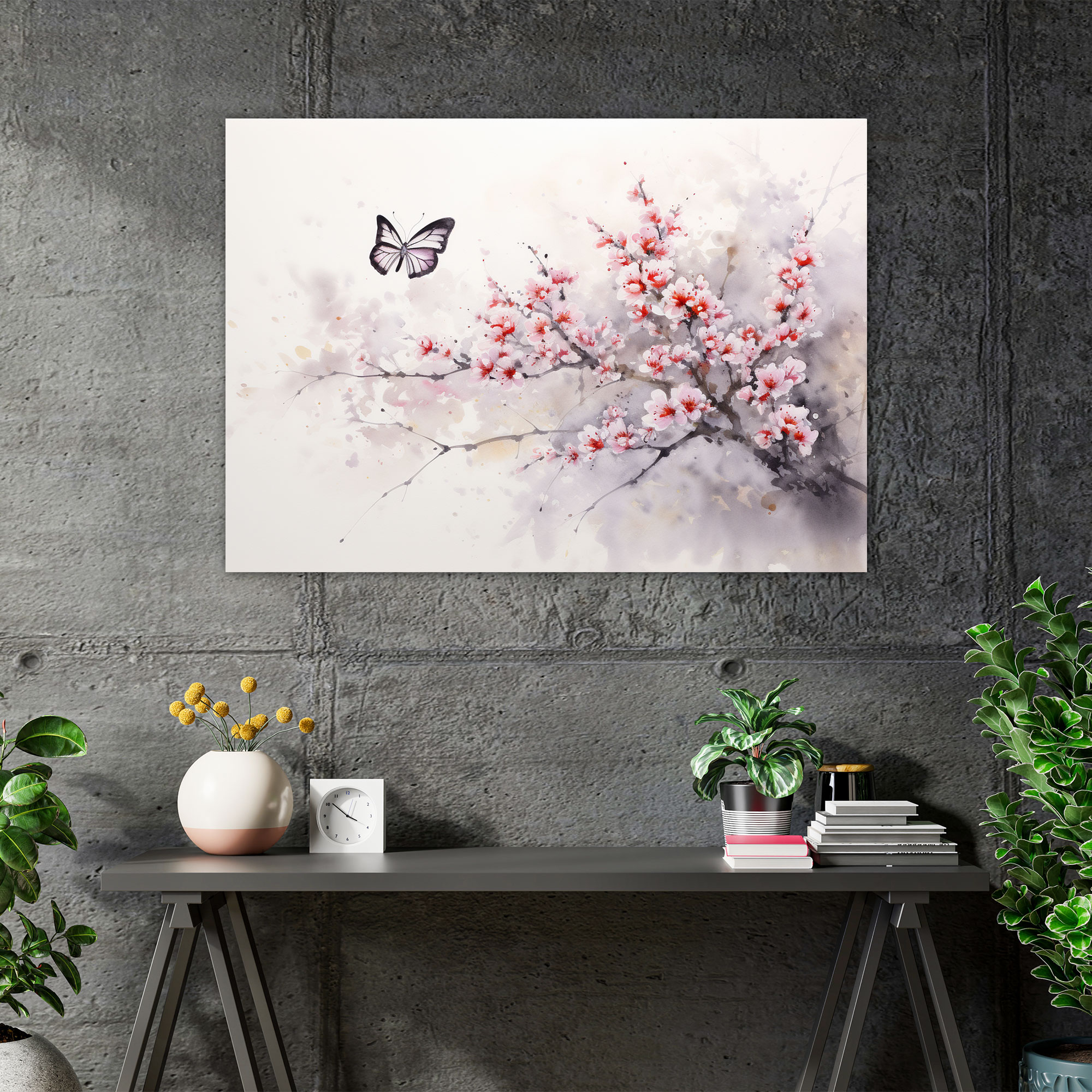 Butterflies Traditional Wall Art - Dried Butterflies, Chinese Ink Painting, Canvas Wall Art, Traditional