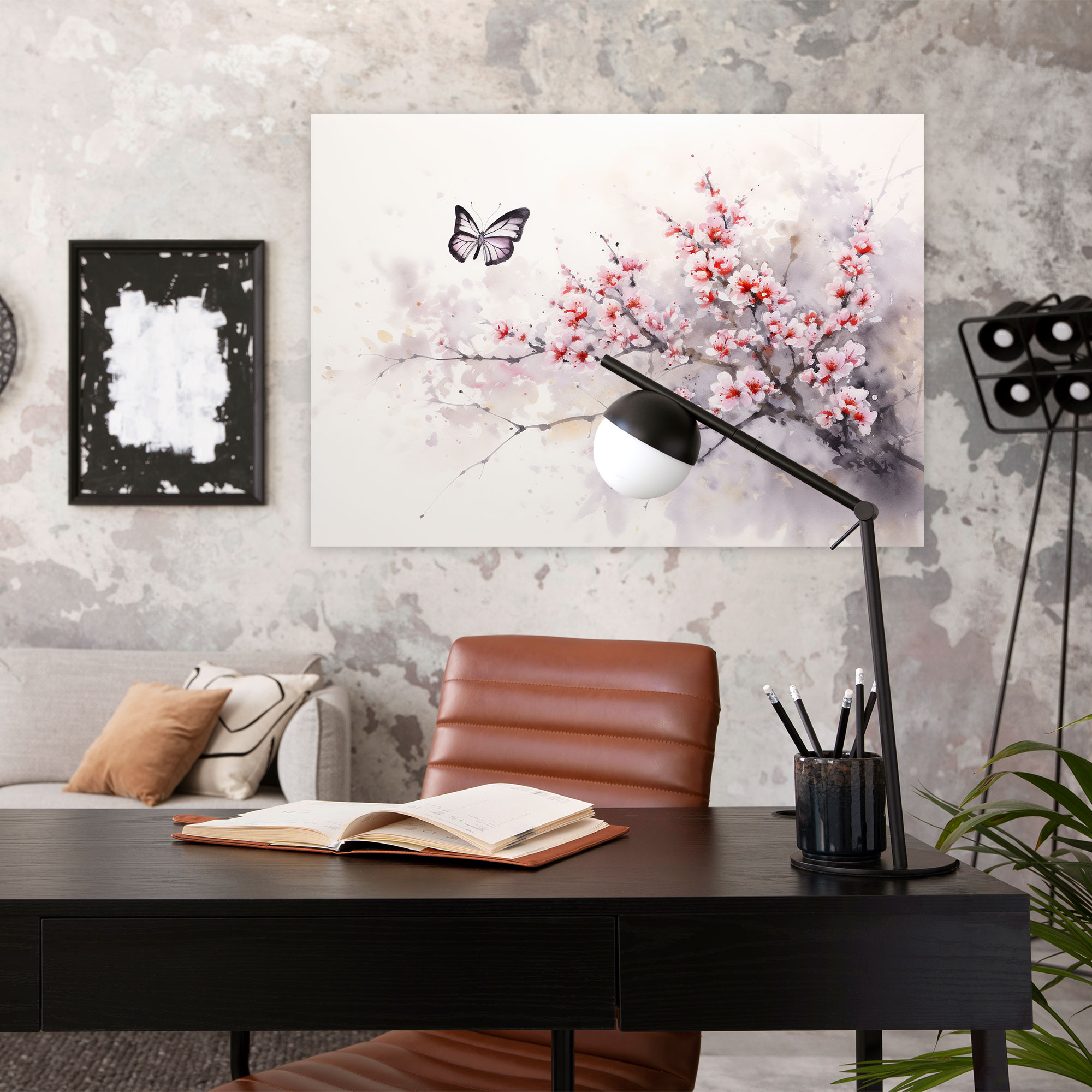 Butterflies Traditional Wall Art - Dried Butterflies, Chinese Ink Painting, Canvas Wall Art, Traditional