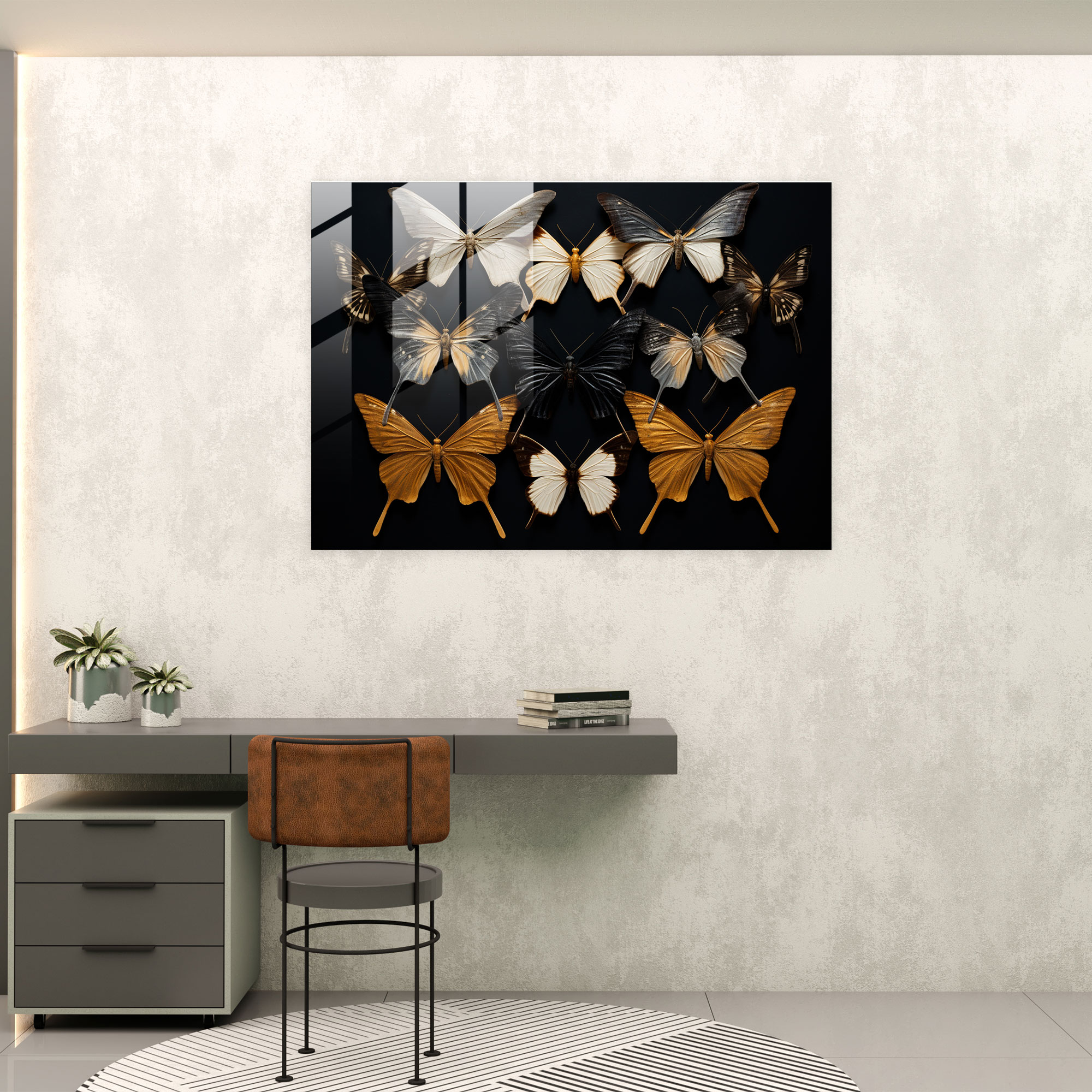 Dried Butterflies Glass Print - Dried Butterflies, Glass Art, Home Decoration, Modern Art
