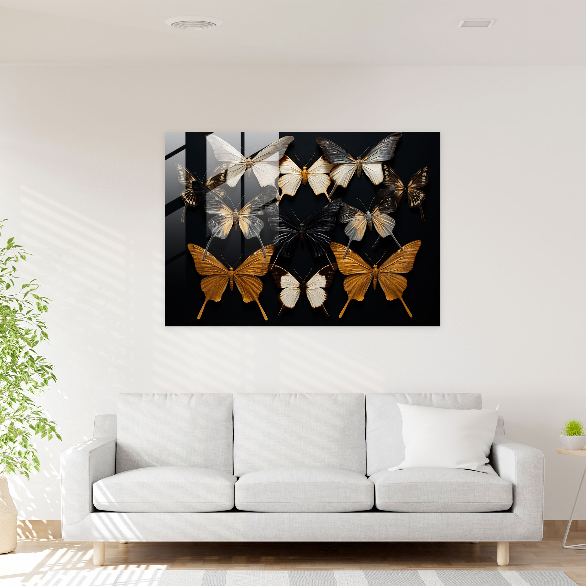 Dried Butterflies Glass Print - Dried Butterflies, Glass Art, Home Decoration, Modern Art