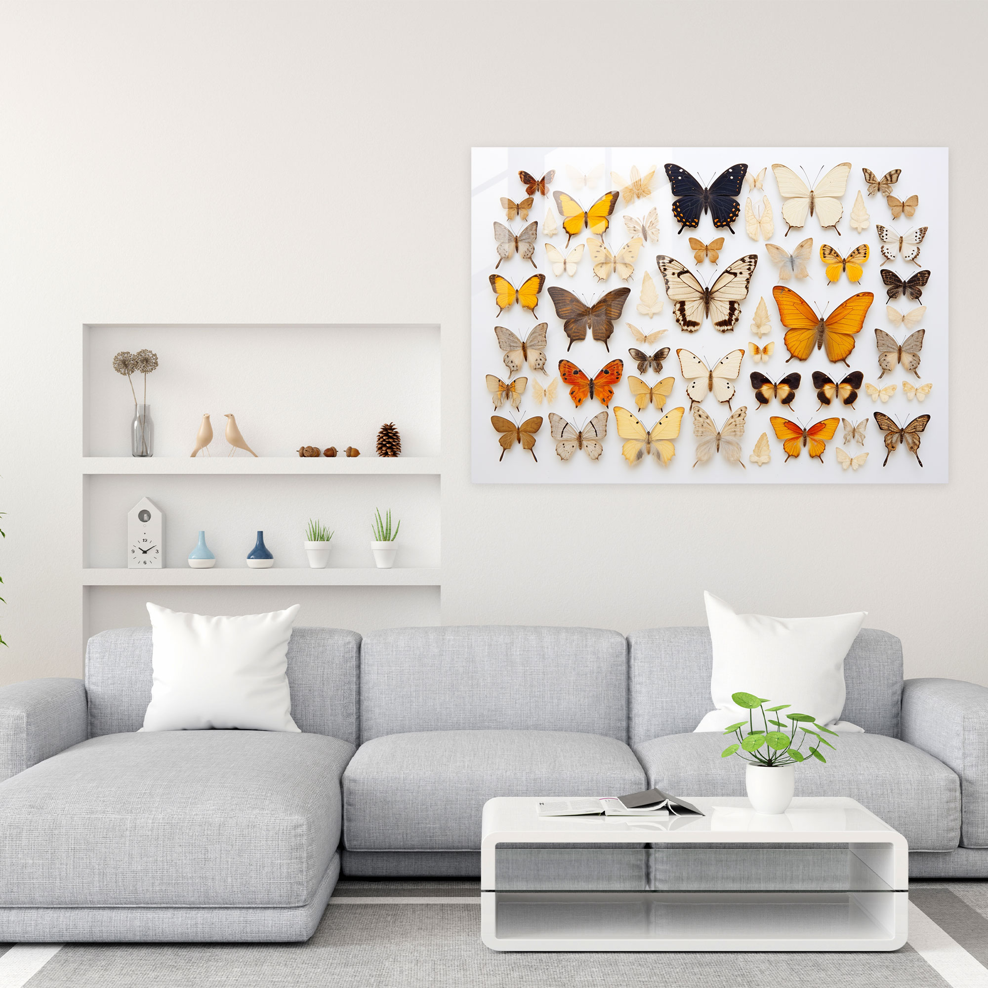 Dried Butterflies Wall Decoration - Dried Butterflies, Wall Decoration, Glass Print, Home Decoration