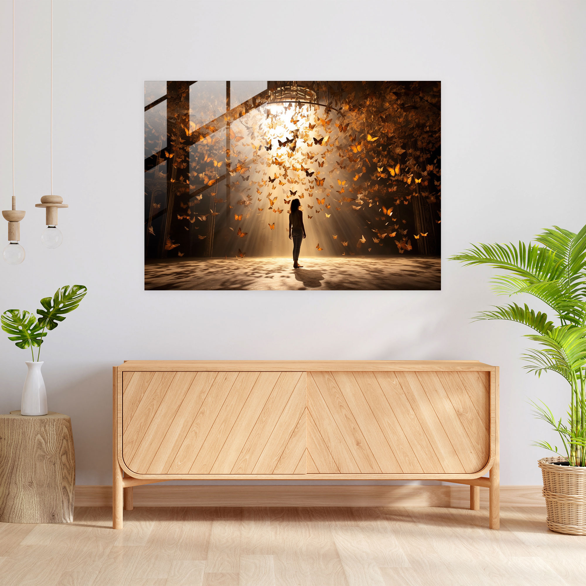 Dried Butterflies Modern Art - Dried Butterflies, Glass Print, Dried Butterflies Photorealistic Collection, Home Decoration