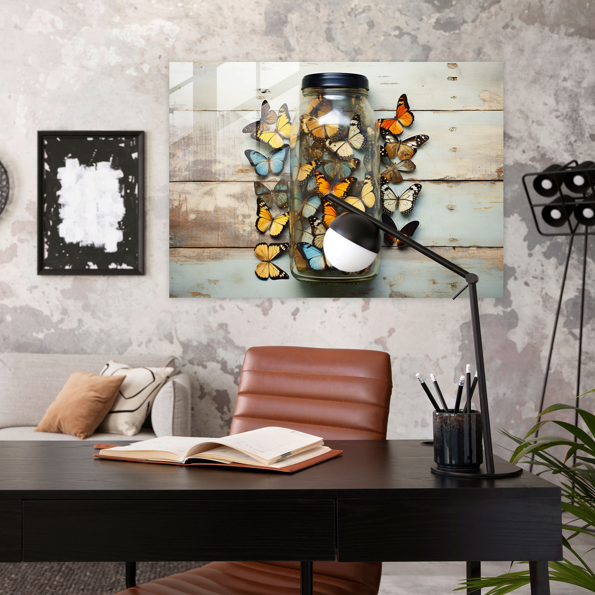 Dried Butterflies Glass Print - Whimsical Wonder - Dried Butterflies, Glass Print, Dried Butterflies Photorealistic Collection, Wall Decoration