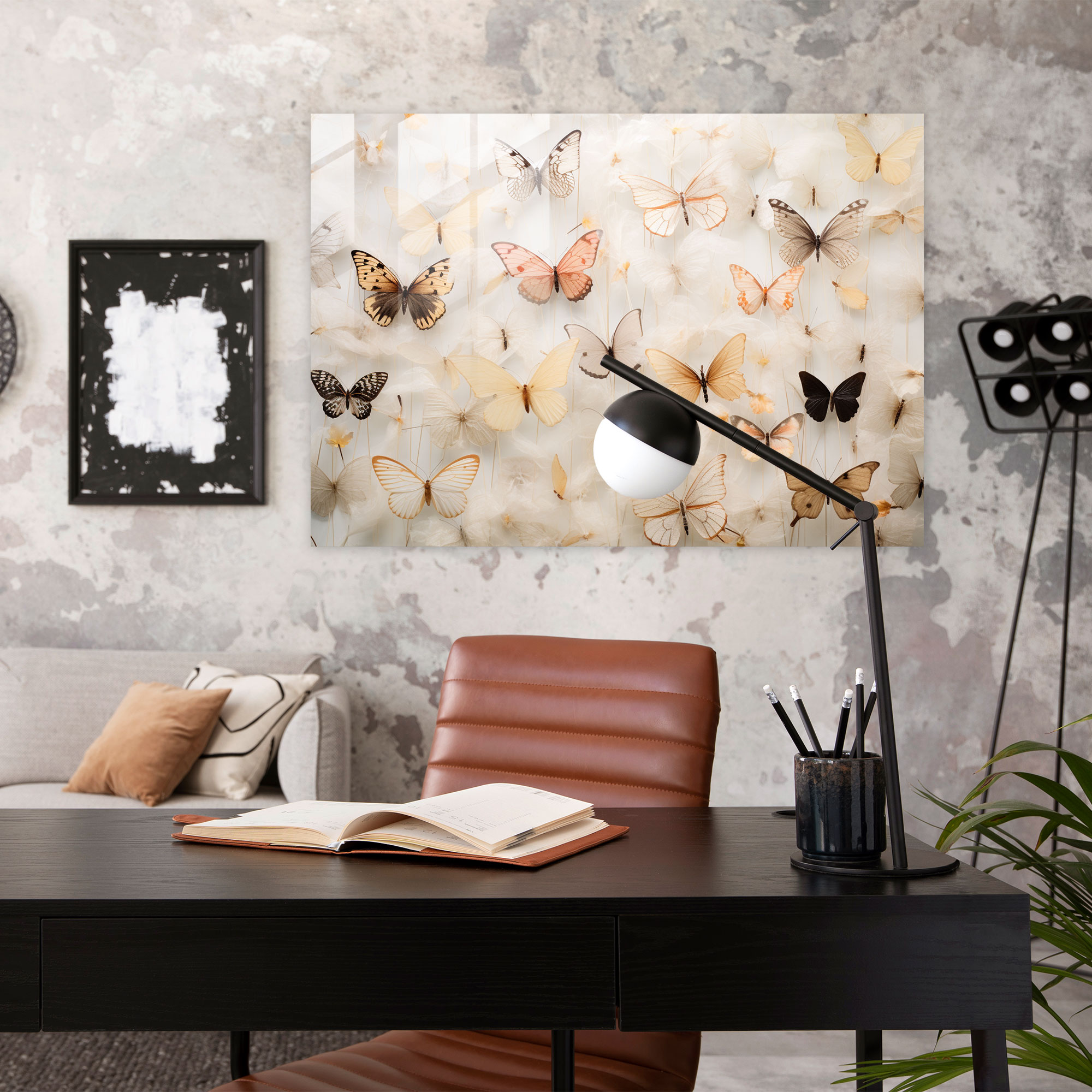 Dried Butterflies Wall Decoration - Dried Butterflies, Tranquility, Glass Print, Glass Wall Art