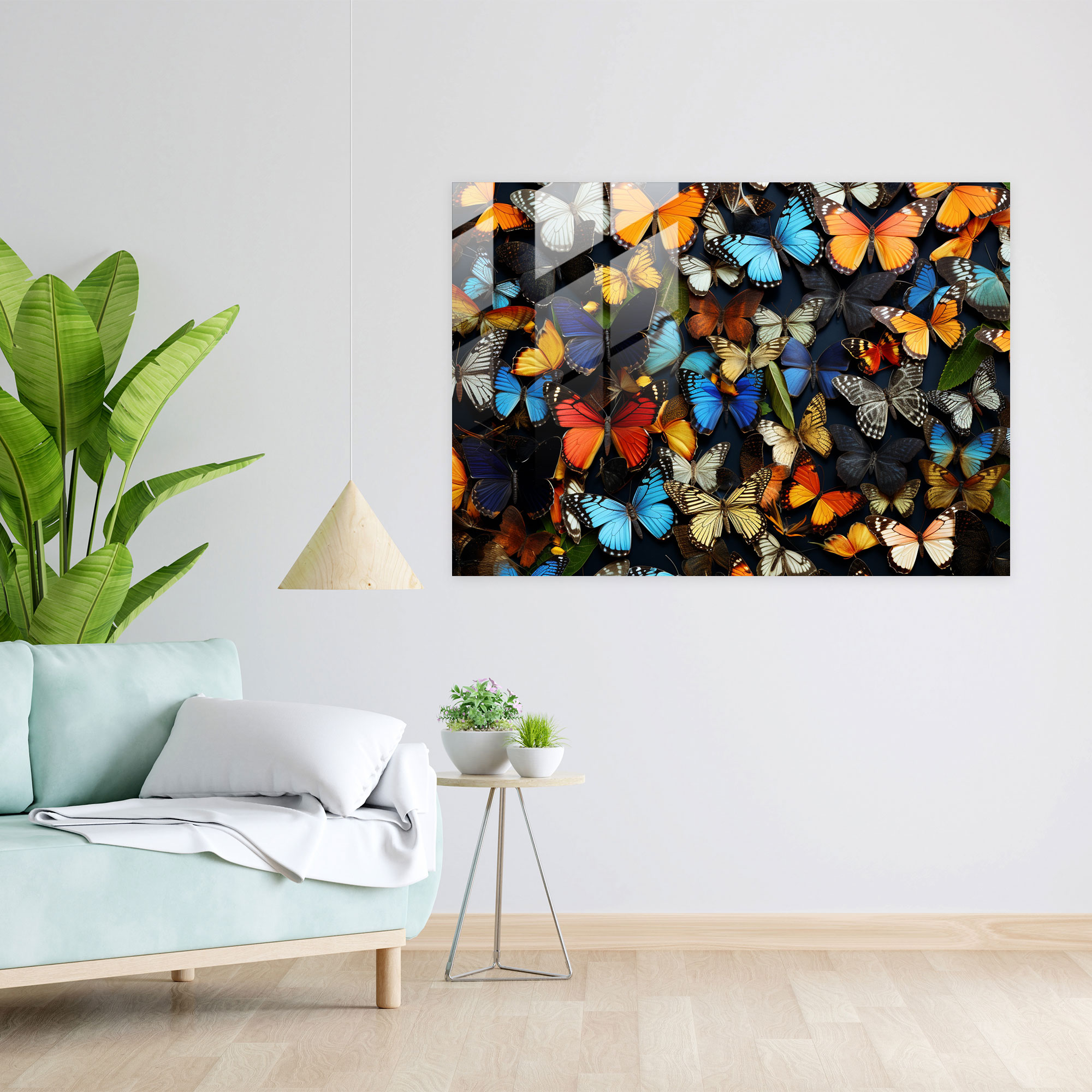 Dried Butterflies Photorealistic Glass Print - Dried Butterflies, Nature, Modern Art, Glass Art