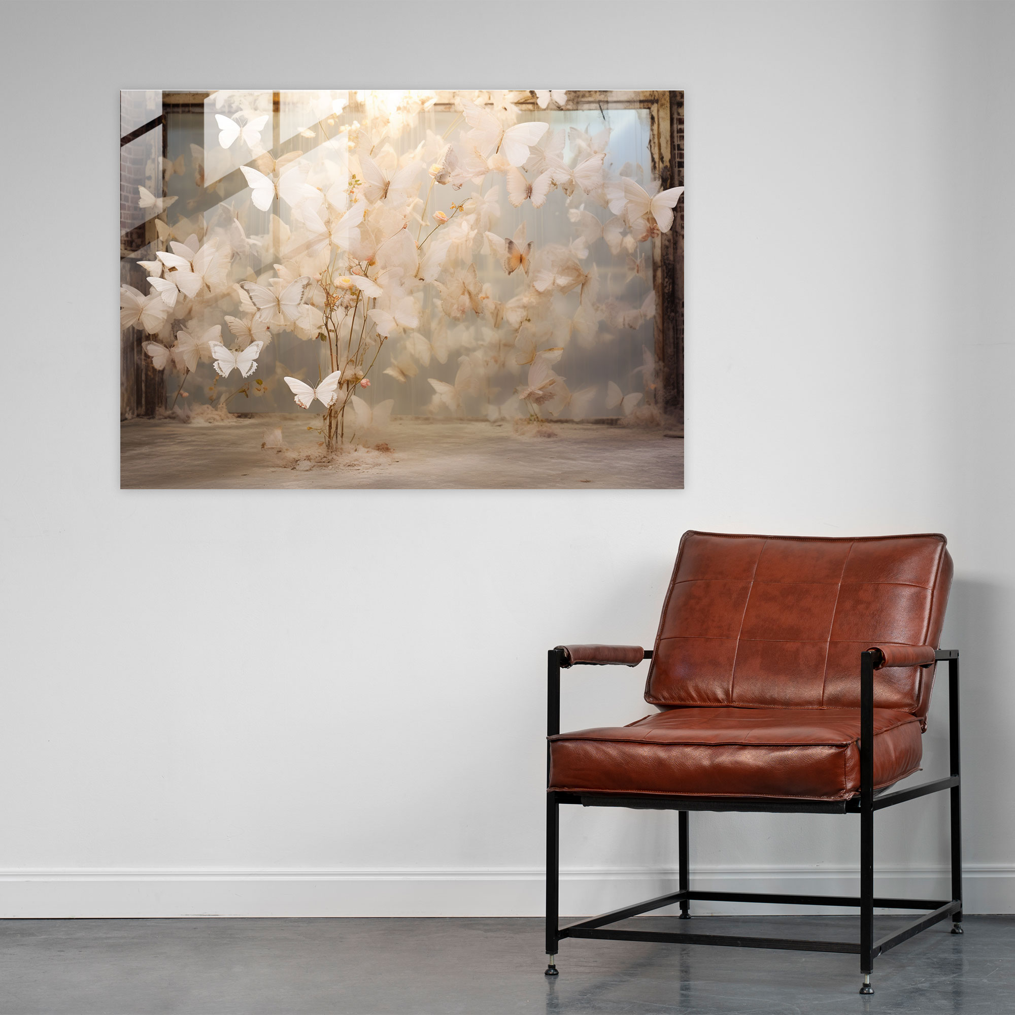 Symphony Of Dried Butterflies Glass Print - Dried Butterflies, Modern Art, Wall Decoration, Mesmerizing Beauty