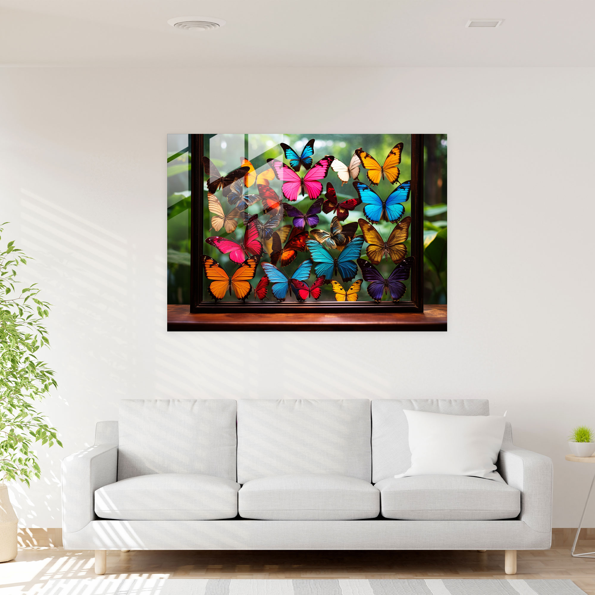 Dried Butterflies Wall Decoration - Dried Butterflies, Glass Art, Home Decoration, Dried Butterflies
