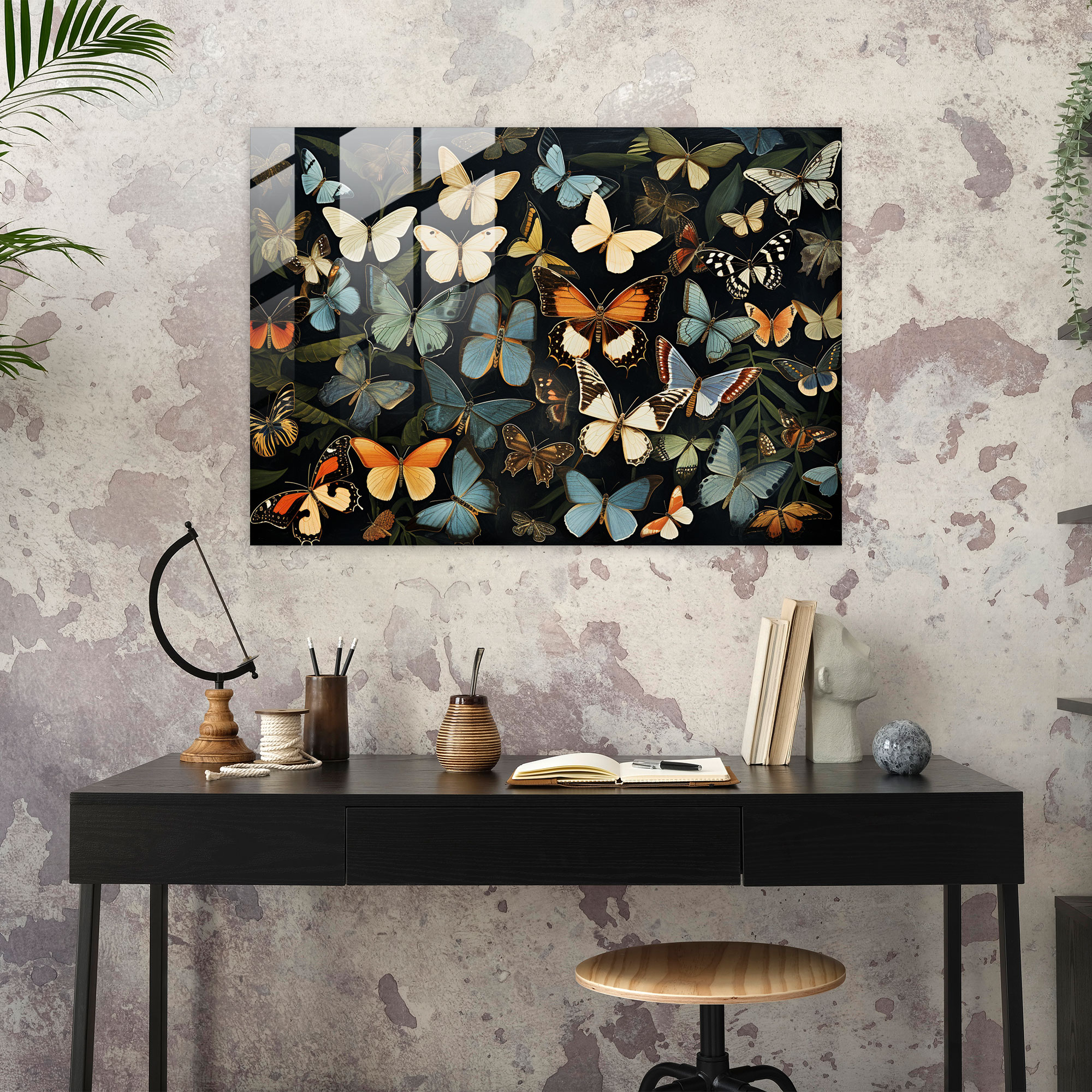 Dried Butterflies Mesmerizing Glass Wall Art - Dried Butterflies, Dried Butterflies, Modern Art, Glass Wall Art