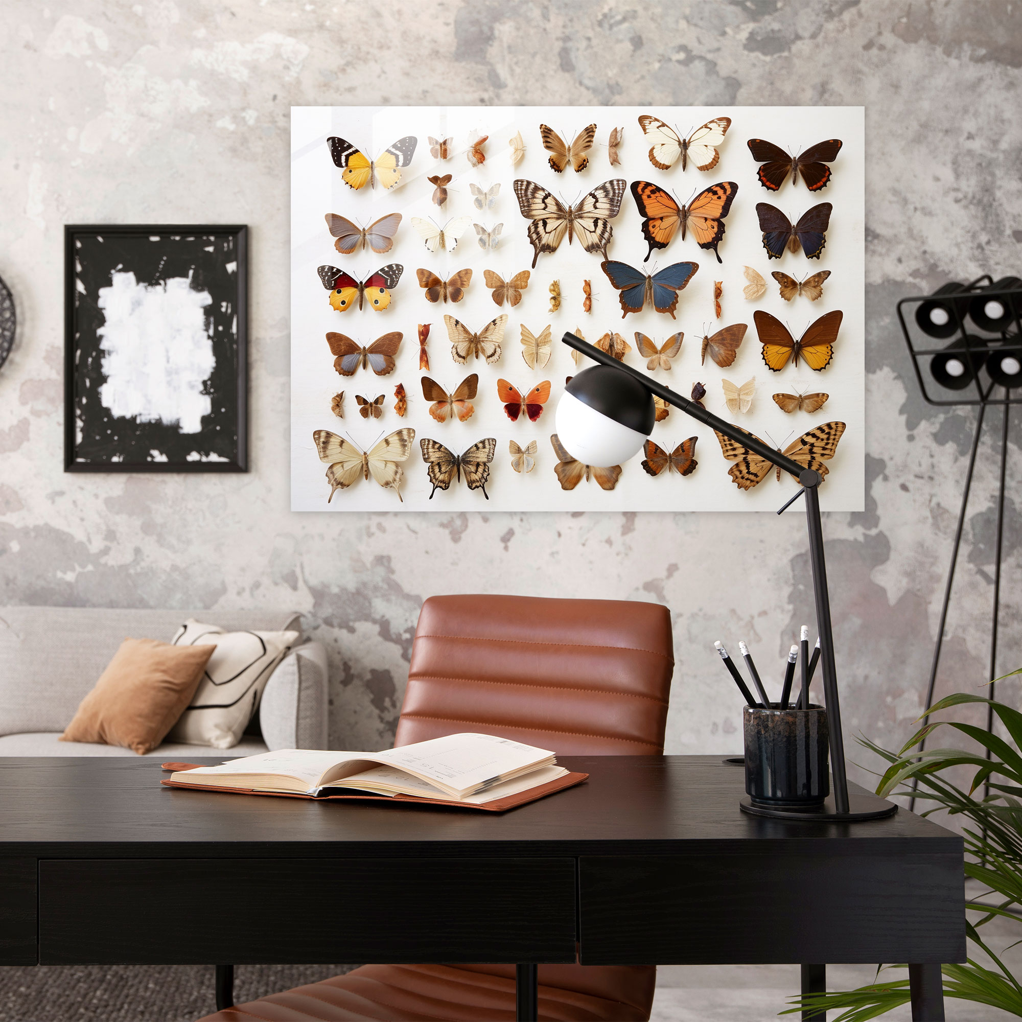 Dried Butterflies Glass Print - Dried Butterflies, Dried Butterflies Photorealistic Collection, Home Decoration, Glass Wall Art