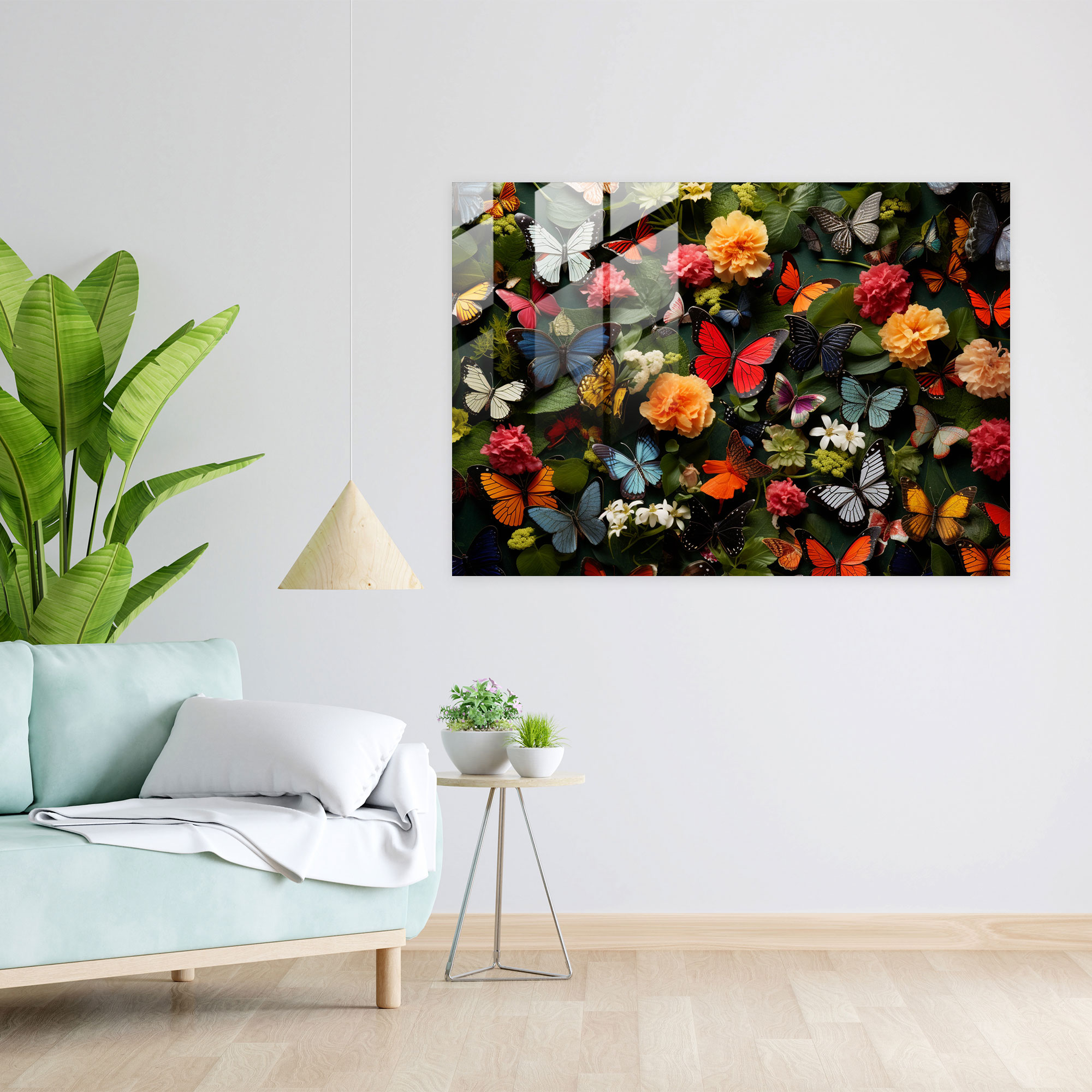 Dried Butterflies Glass Wall Art - Dried Butterflies, Dried Butterflies Photorealistic Collection, Home Decoration, Modern Art