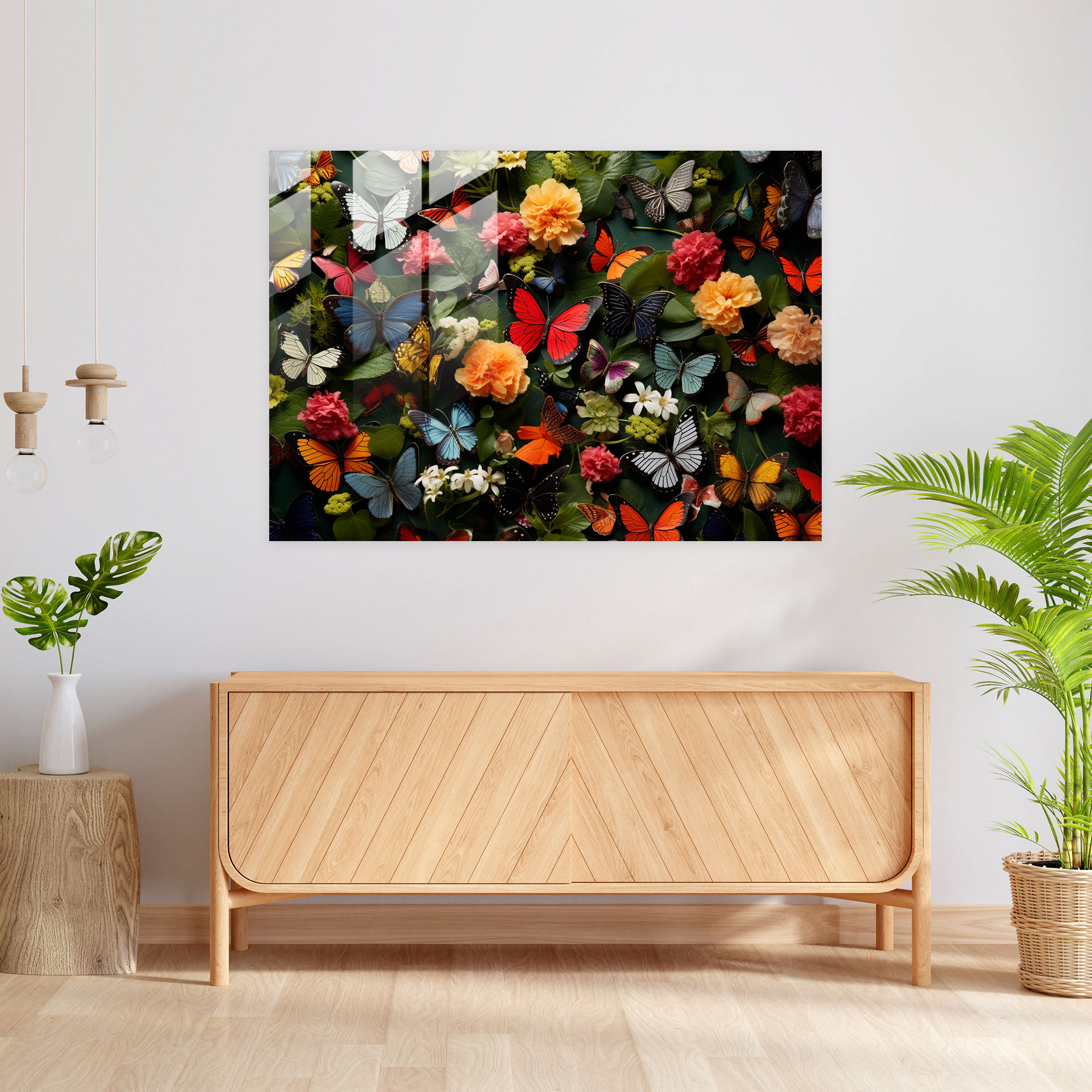 Dried Butterflies Glass Wall Art - Dried Butterflies, Dried Butterflies Photorealistic Collection, Home Decoration, Modern Art