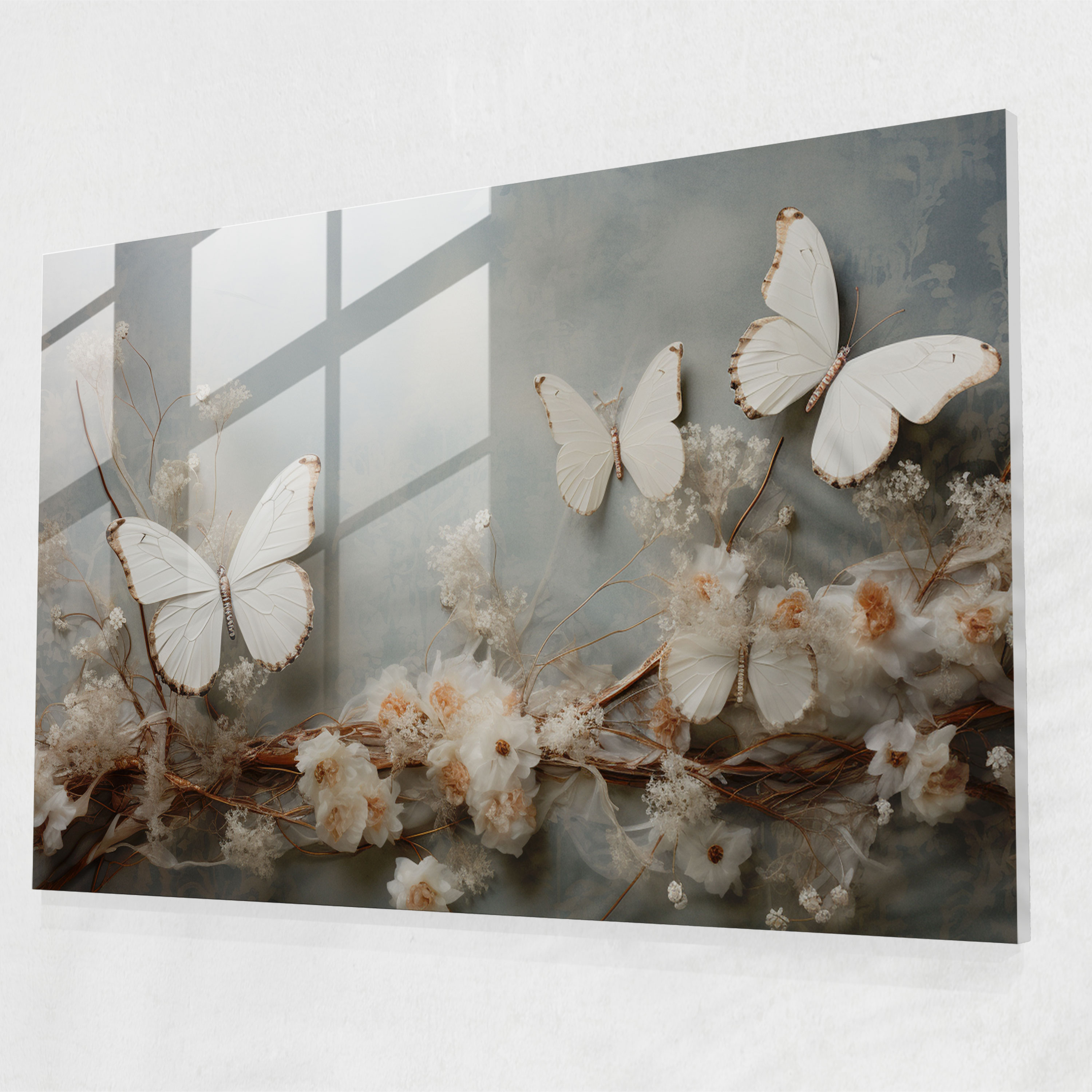 Dried Butterflies Home Decoration - Dried Butterflies, Delicate Butterfly Decor, Glass Print, Home Decoration