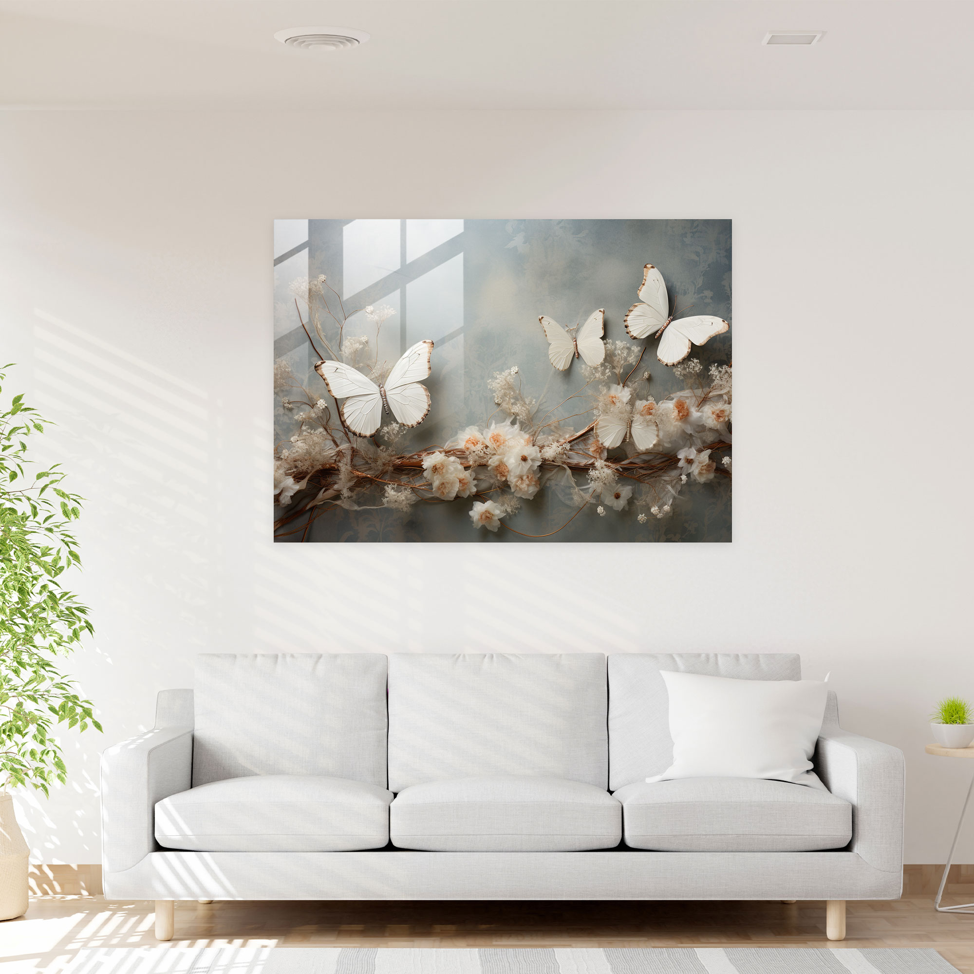 Dried Butterflies Home Decoration - Dried Butterflies, Delicate Butterfly Decor, Glass Print, Home Decoration