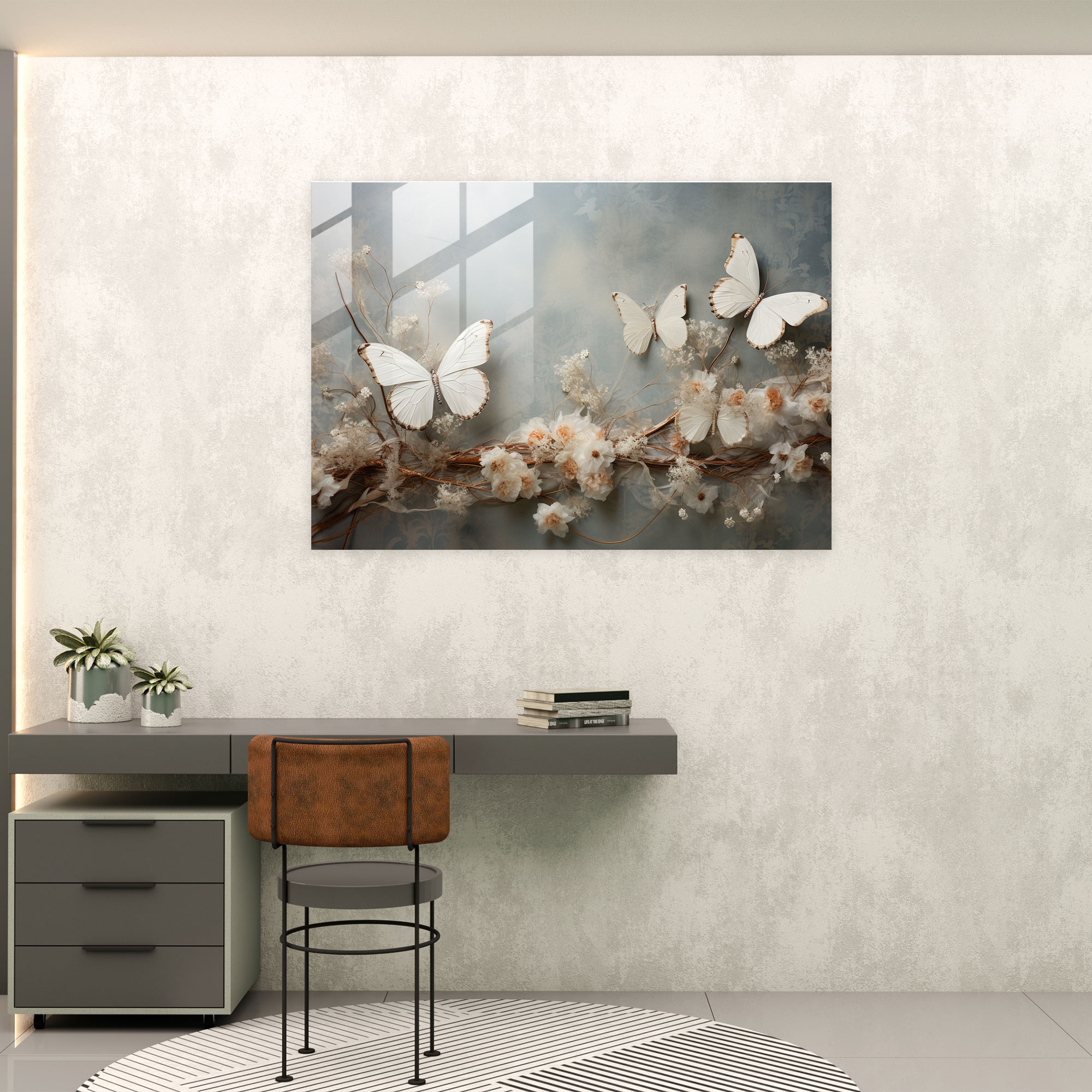 Dried Butterflies Home Decoration - Dried Butterflies, Delicate Butterfly Decor, Glass Print, Home Decoration