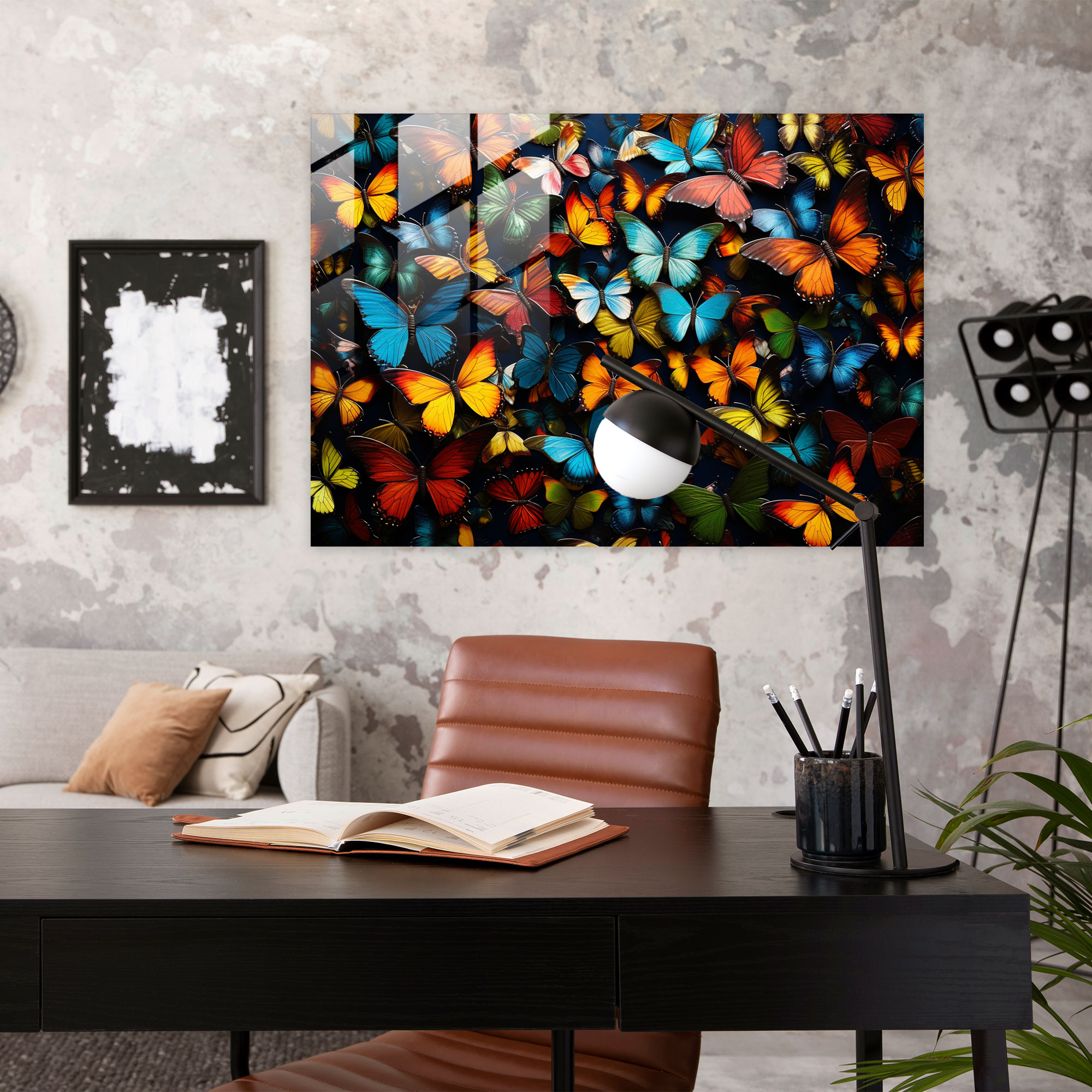 Dried Butterflies Glass Print - Dried Butterflies, Dried Butterflies Photorealistic Collection, Home Decoration, Glass Print
