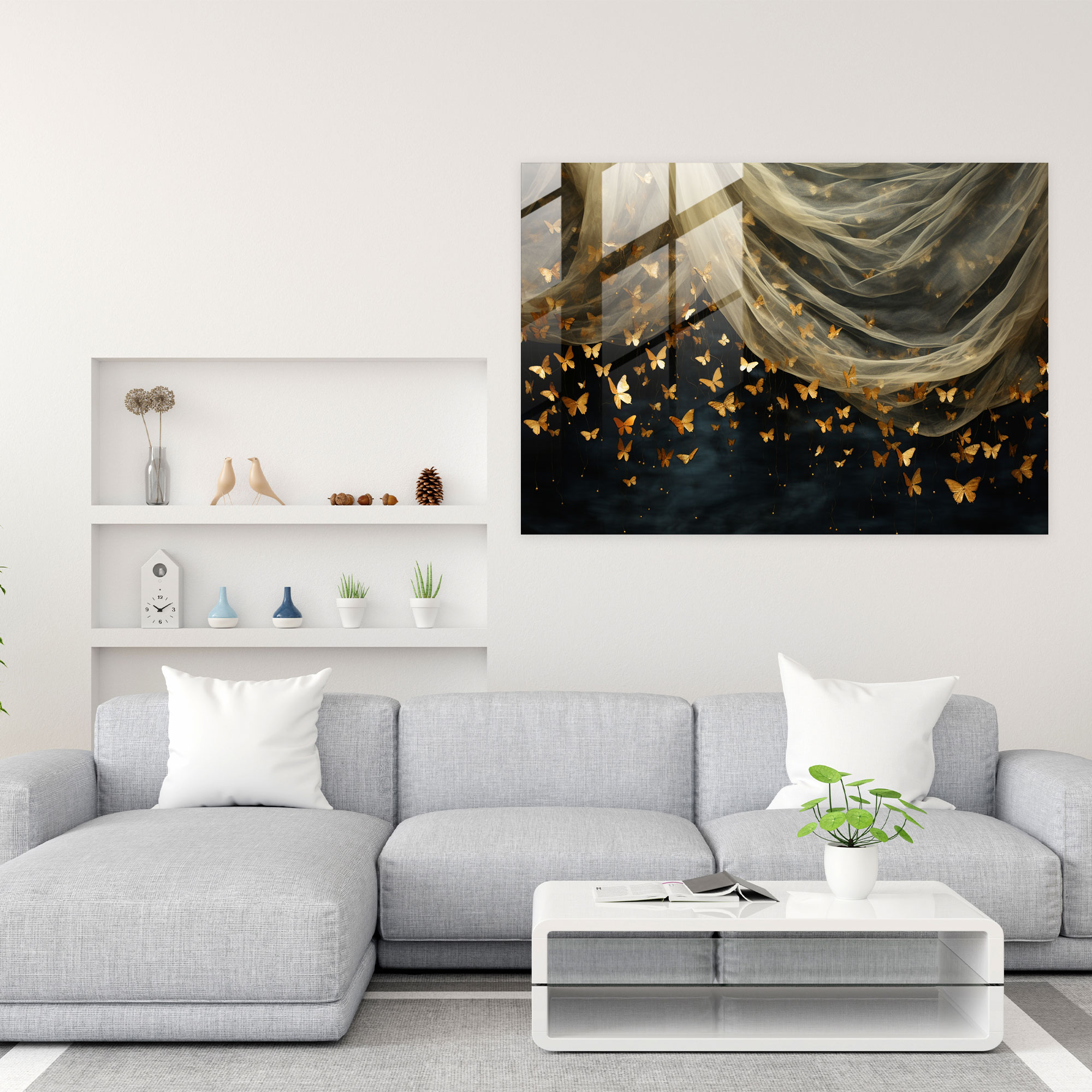 Dried Butterflies Home Decoration - Dried Butterflies, Dried Butterflies Photorealistic Collection, Glass Wall Art, Graceful Butterfly Decor