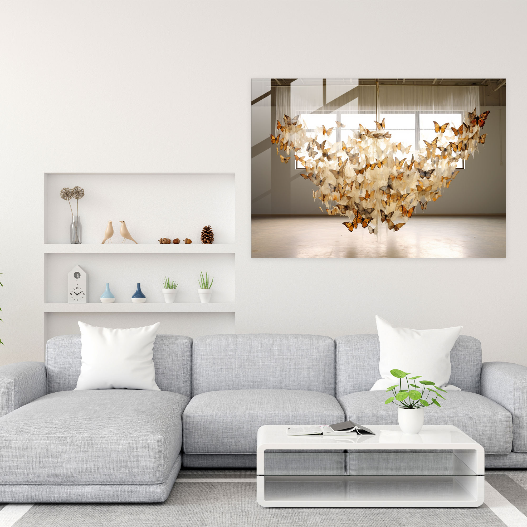 Dried Butterflies Glass Wall Art - Dried Butterflies, Dried Butterflies Photorealistic Collection, Modern Art, Glass Art