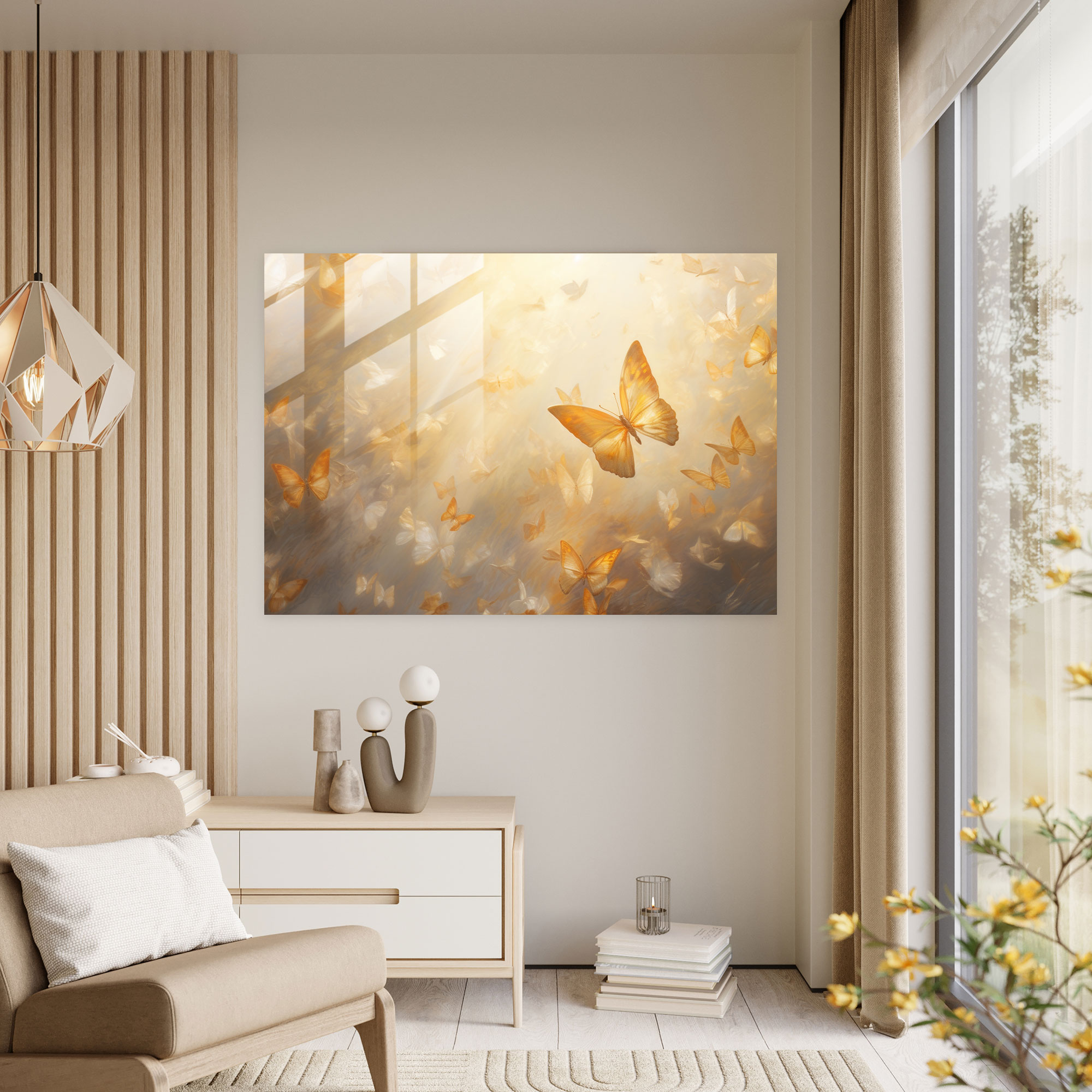 Dried Butterflies Wall Decoration - Dried Butterflies, Dried Butterflies Photorealistic Collection, Glass Art, Modern Art