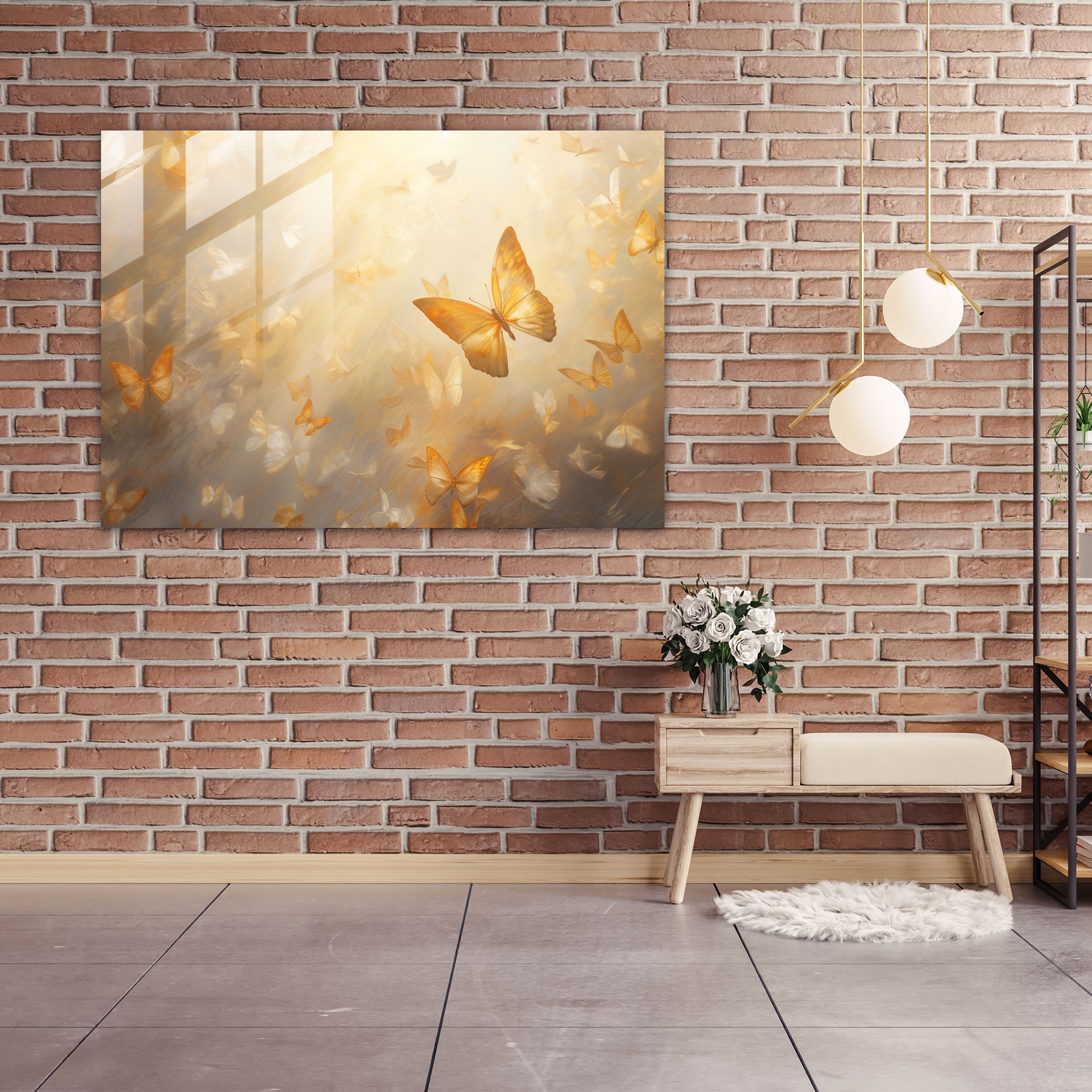 Dried Butterflies Wall Decoration - Dried Butterflies, Dried Butterflies Photorealistic Collection, Glass Art, Modern Art