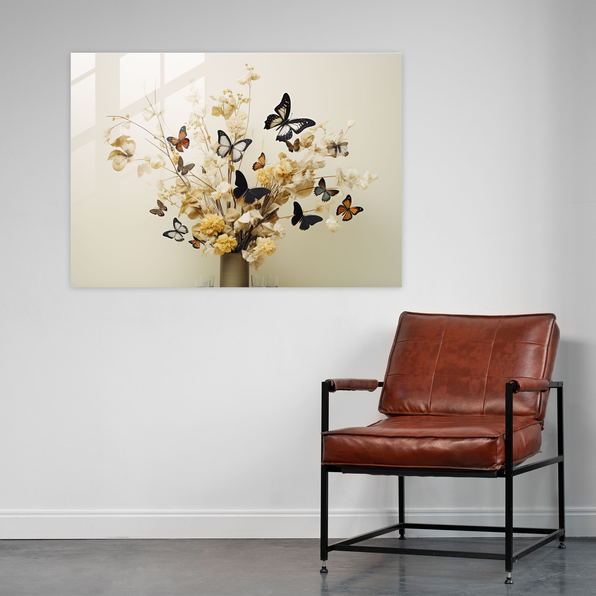 Dried Butterflies Glass Art - Dried Butterflies, Wall Decoration, Home Decoration, Glass Wall Art