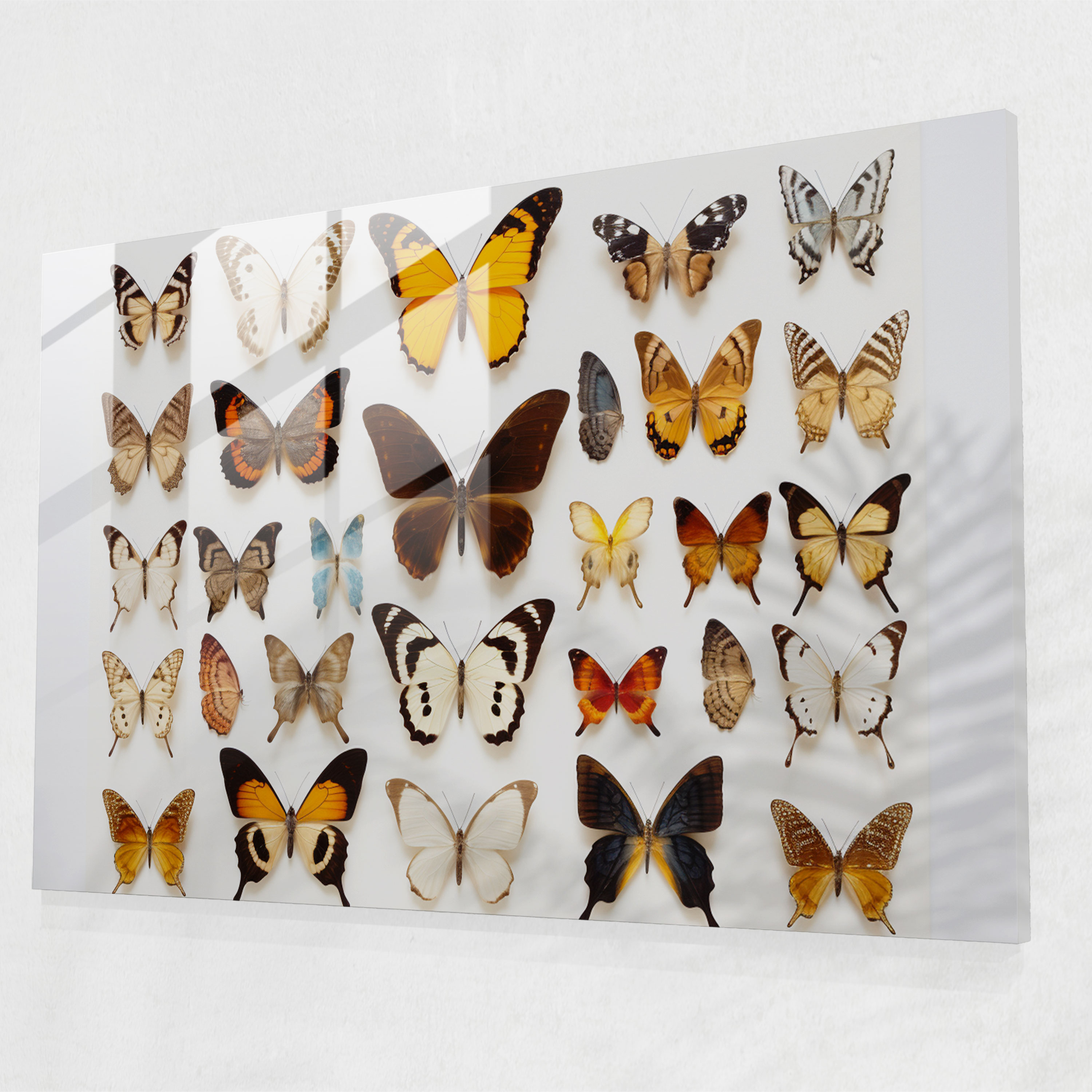 Dried Butterflies Glass Print - Dried Butterflies, Glass Print, Glass Wall Art, Dried Butterflies Photorealistic Collection