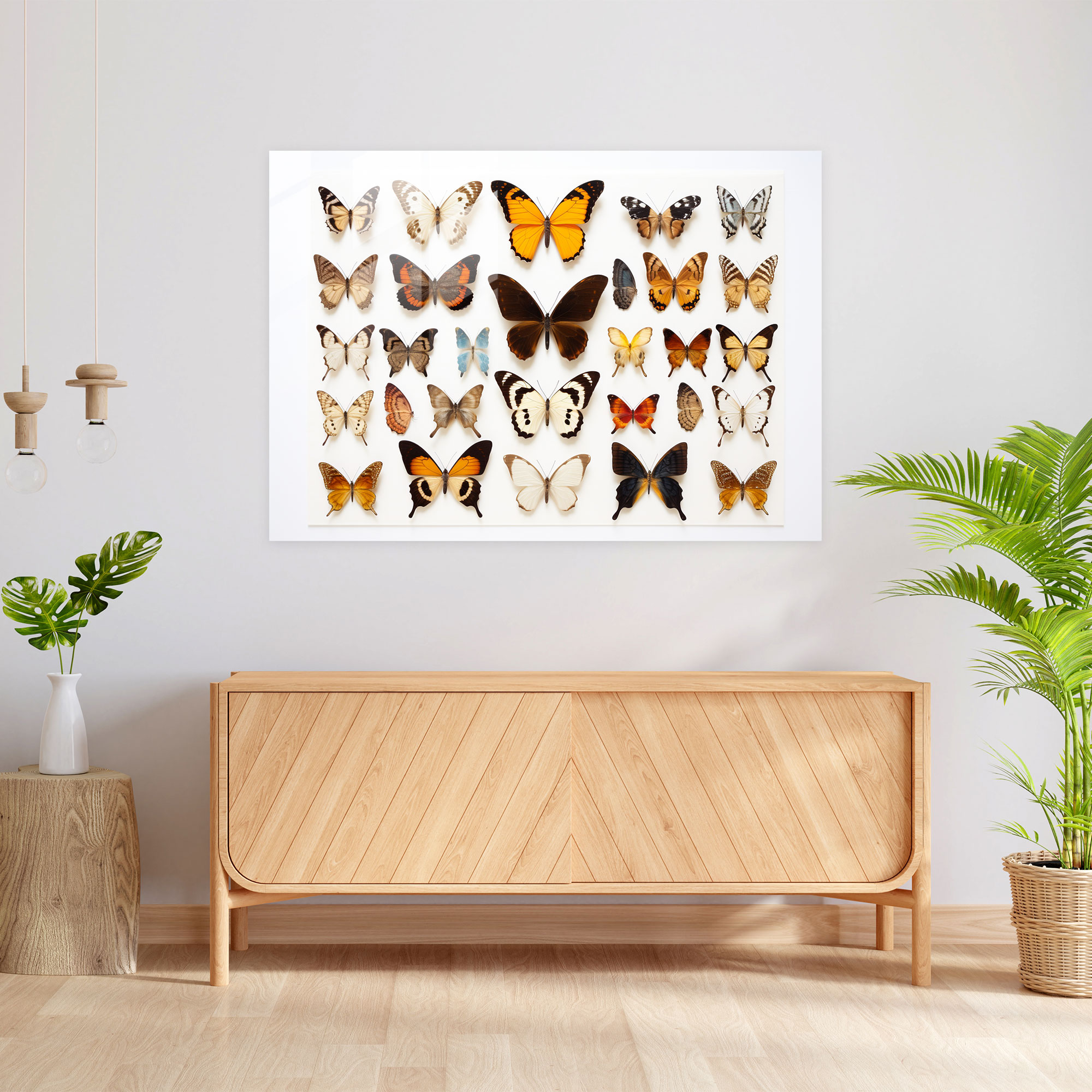Dried Butterflies Glass Print - Dried Butterflies, Glass Print, Glass Wall Art, Dried Butterflies Photorealistic Collection