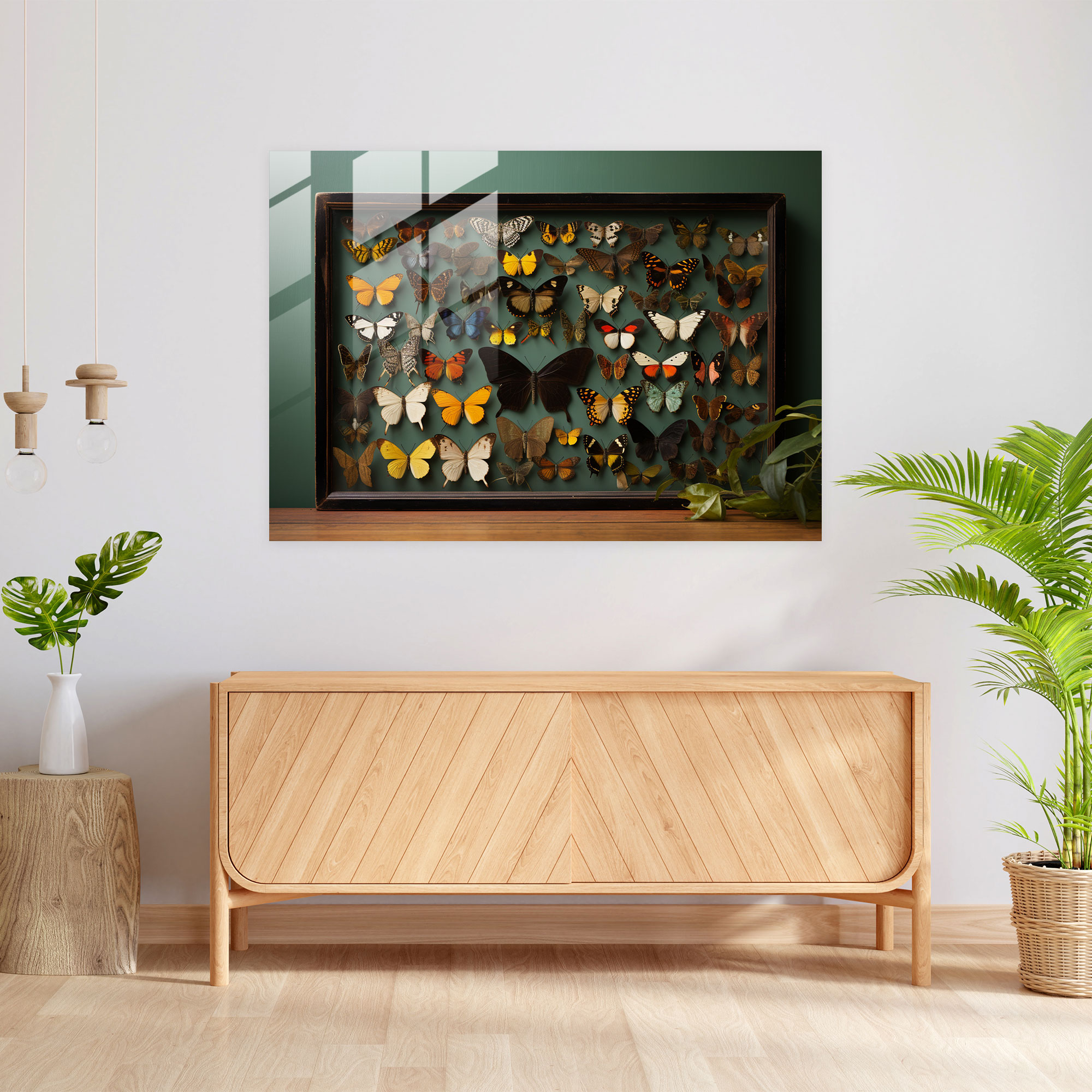 Stunning Dried Butterflies Glass Print - Dried Butterflies, Dried Butterflies Photorealistic Collection, Home Decoration, Nature-Inspired Decor