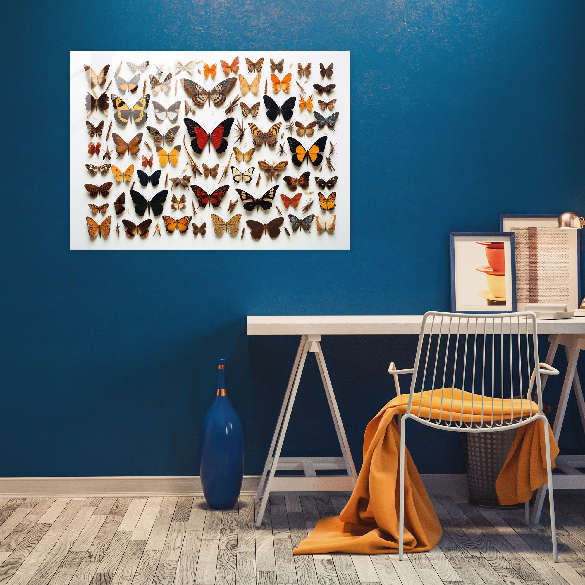 Dried Butterflies Glass Wall Art - Dried Butterflies, Glass Print, Home Decoration, Glass Wall Art
