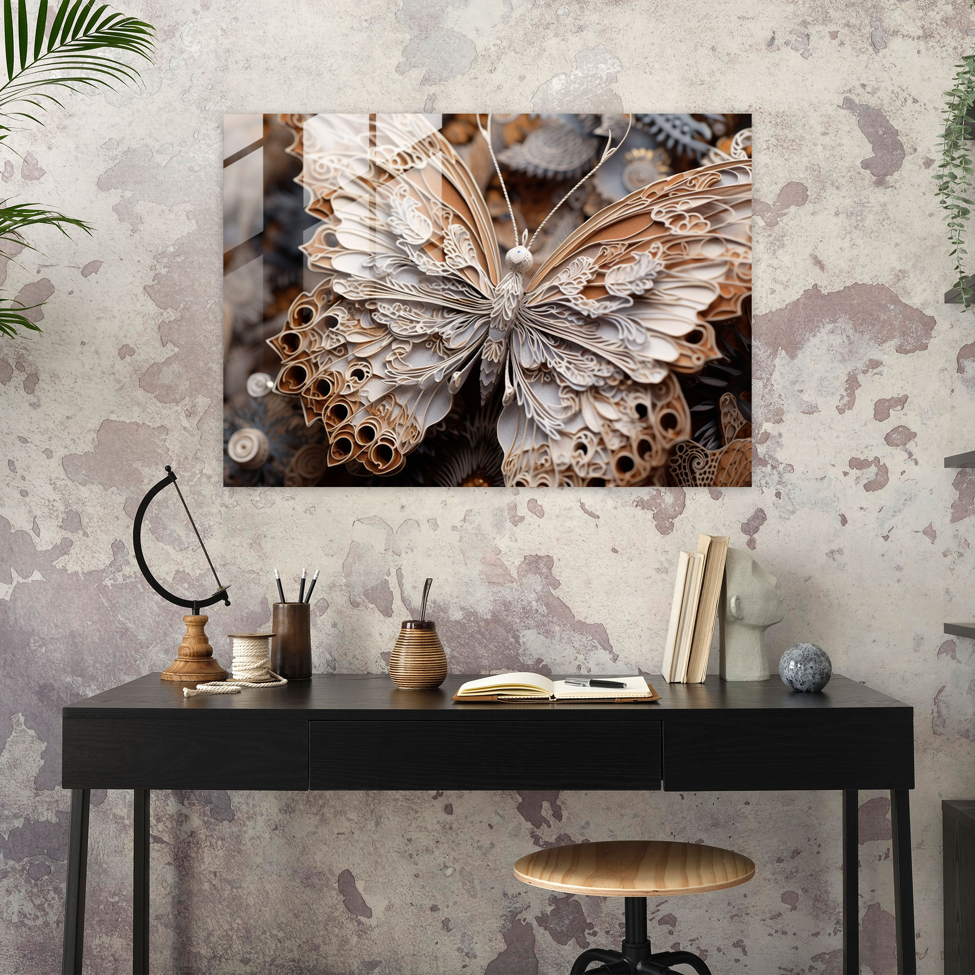 Dried Butterfly Glass Print - Dried Butterflies, Glass Print, Gallery-Worthy Display, Delicate Beauty