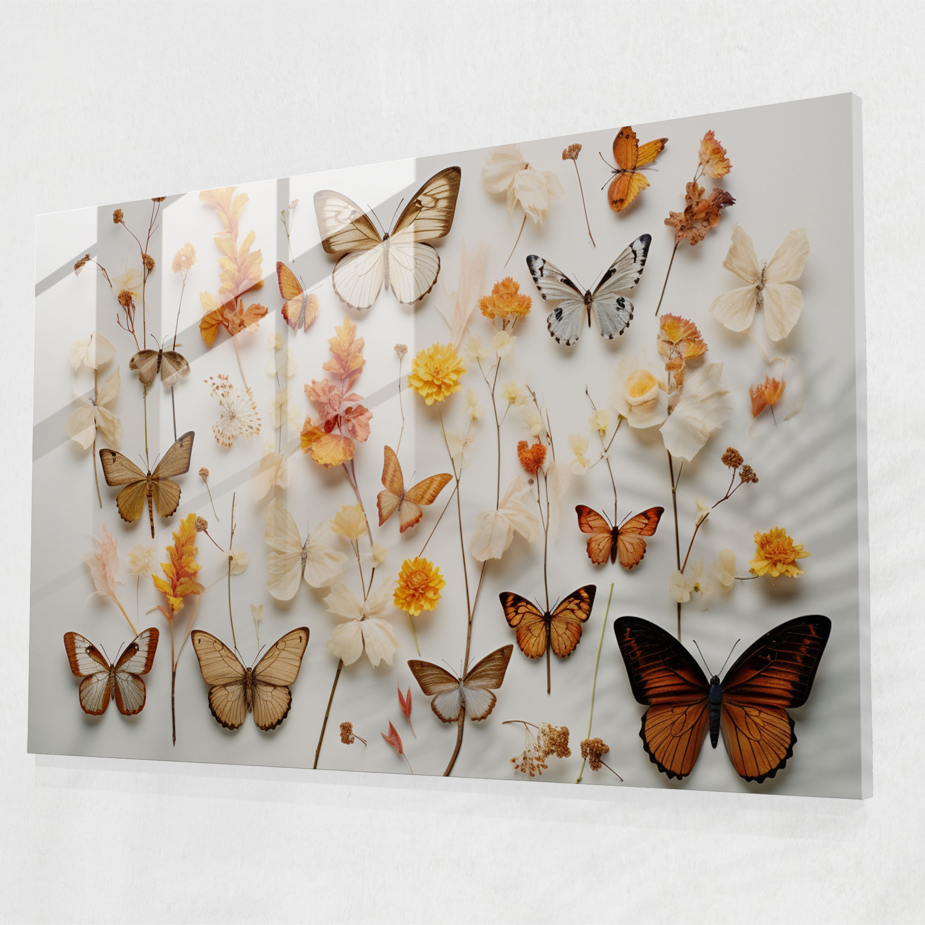 Enchanting Dried Butterflies Glass Art - Dried Butterflies, Mesmerizing, Glass Art, Captivating