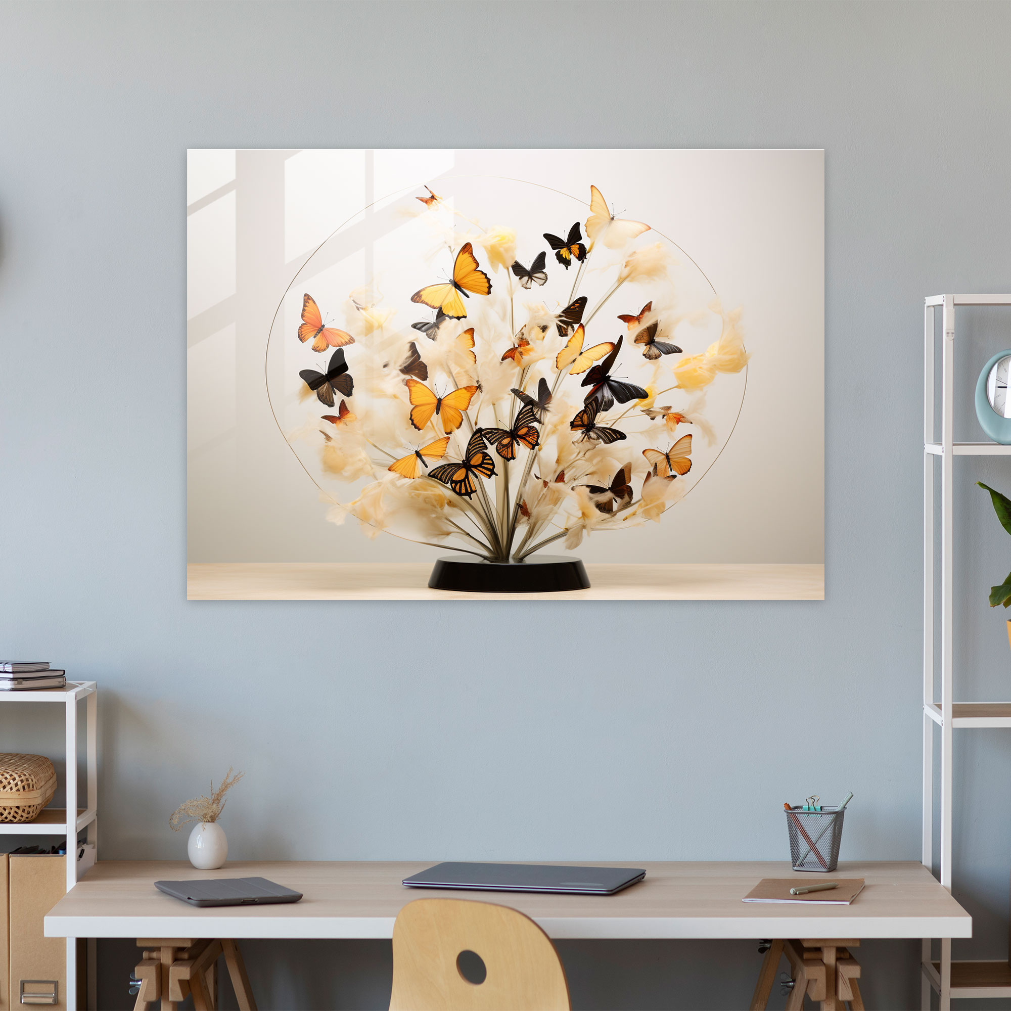 Dried Butterflies Glass Art - Dried Butterflies, Modern Art, Glass Wall Art, Glass Art