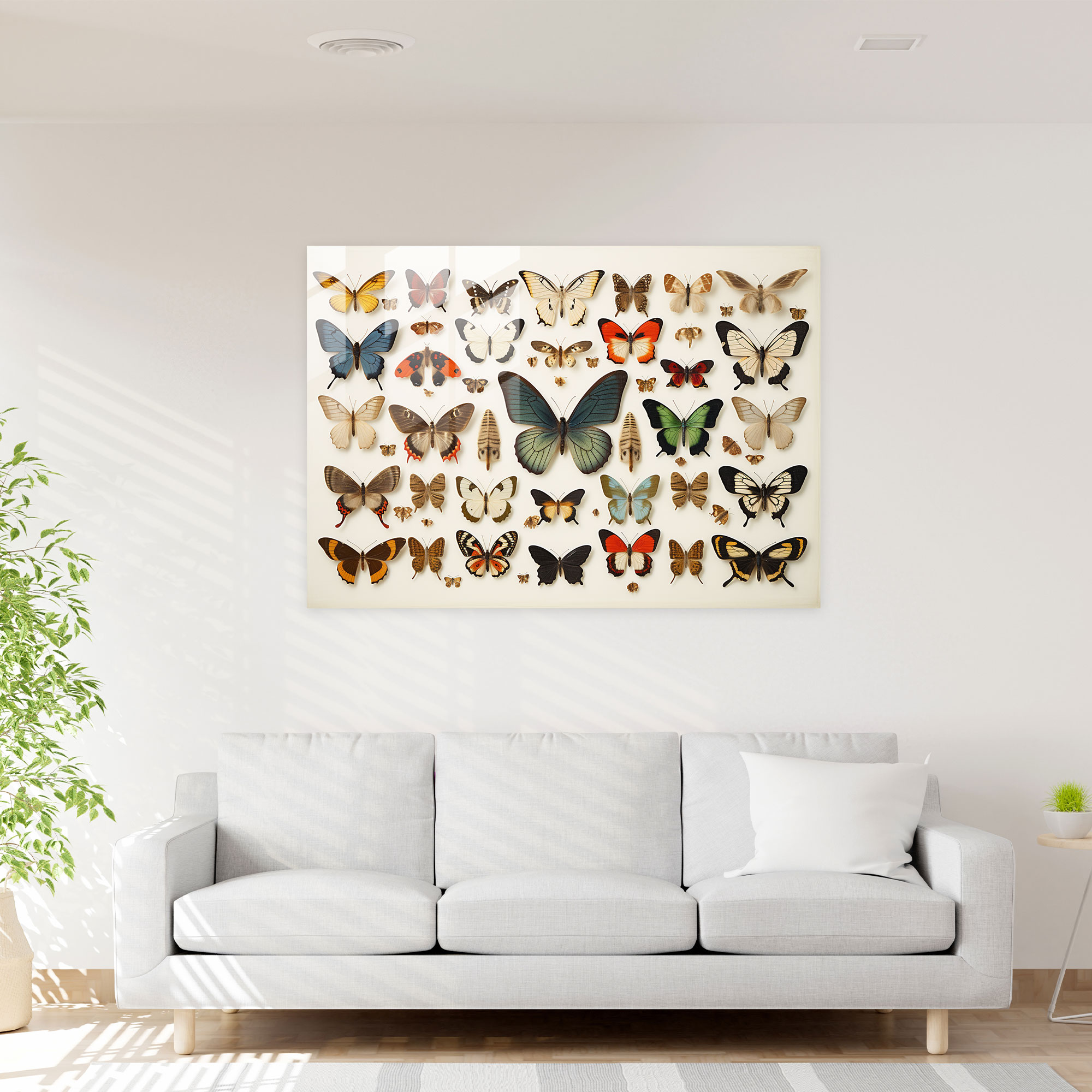Dried Butterflies Glass Print - Dried Butterflies, Glass Art, Wall Decoration, Masterpiece Of Wall Decor