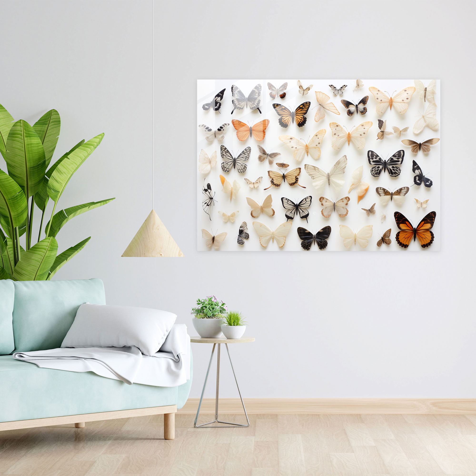 Dried Butterflies Glass Wall Art - Dried Butterflies, Elegance, Preserved Butterflies, Glass Print