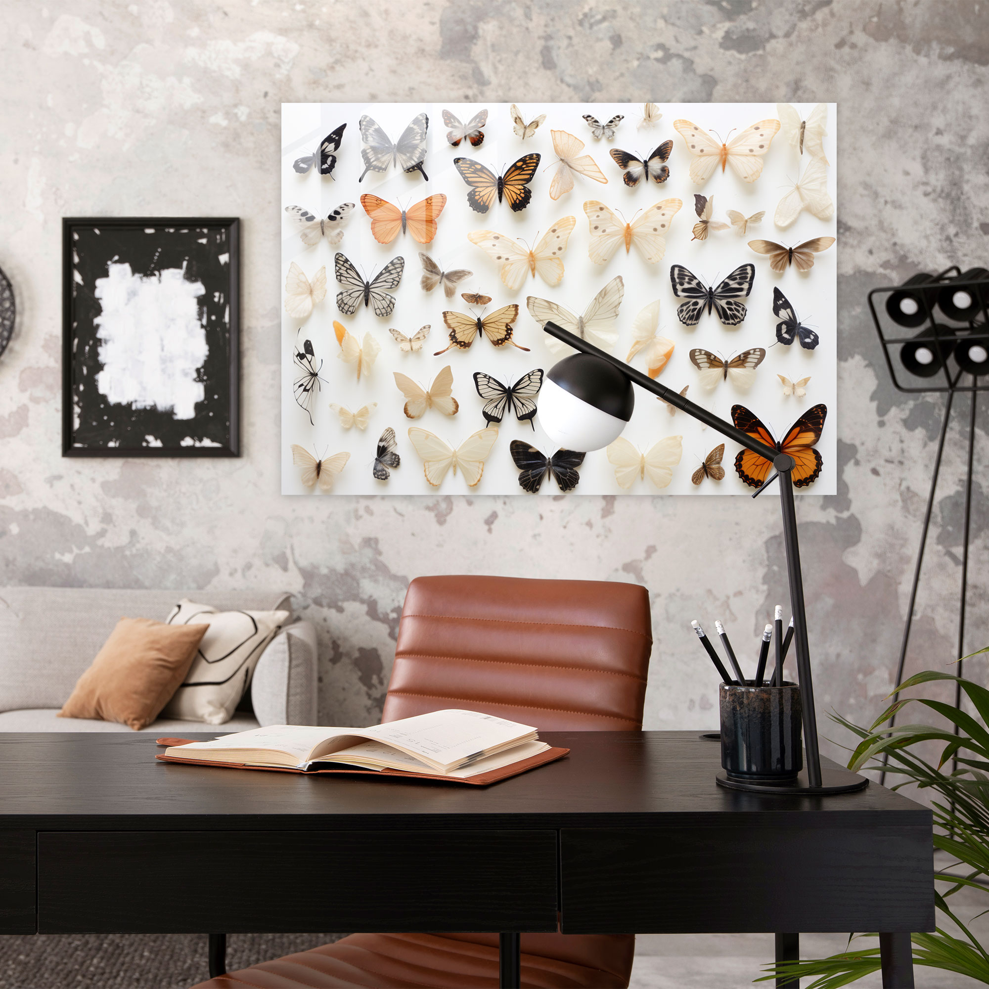 Dried Butterflies Glass Wall Art - Dried Butterflies, Elegance, Preserved Butterflies, Glass Print
