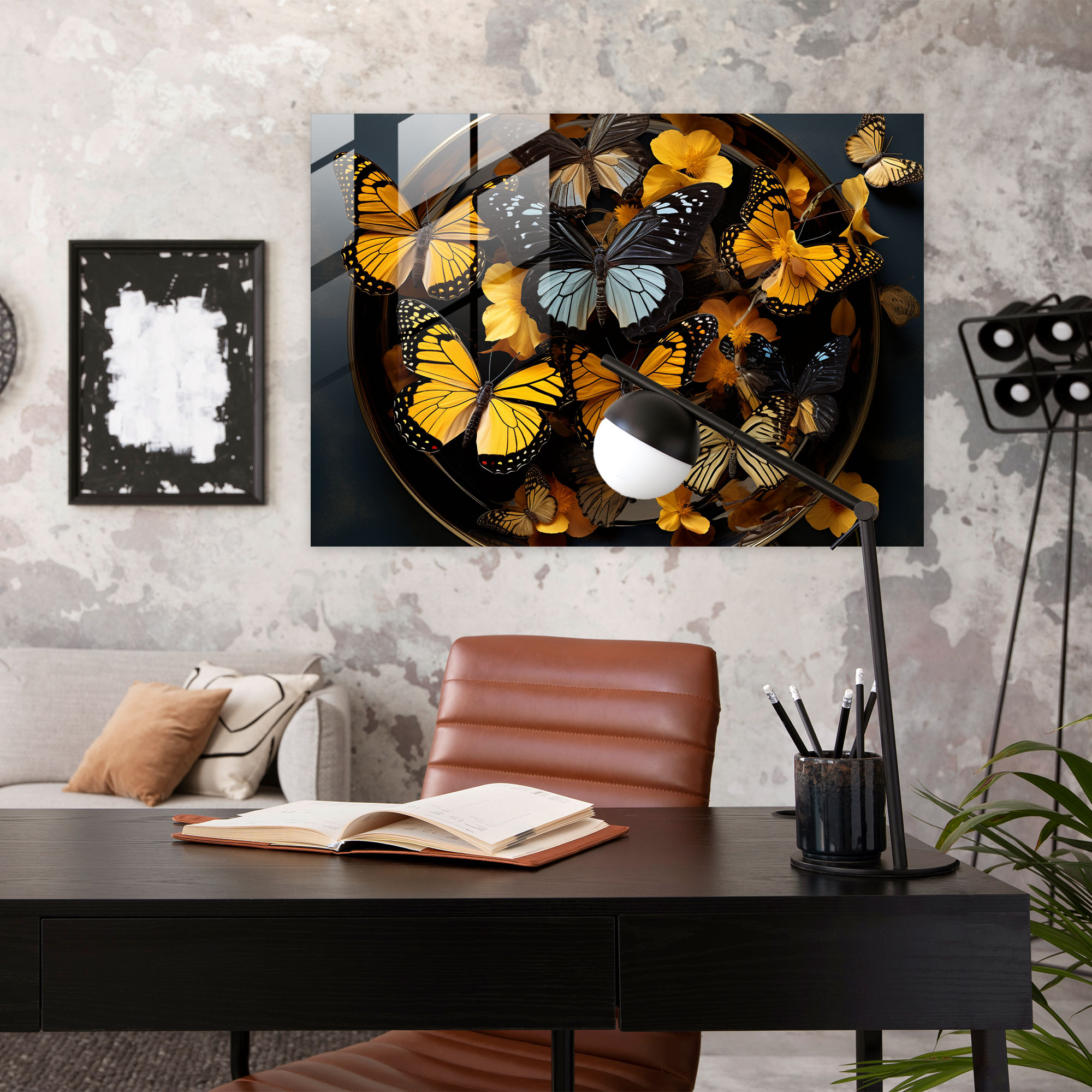 Dried Butterflies Glass Art - Dried Butterflies, Dried Butterflies Photorealistic Collection, Wall Decoration, Glass Print