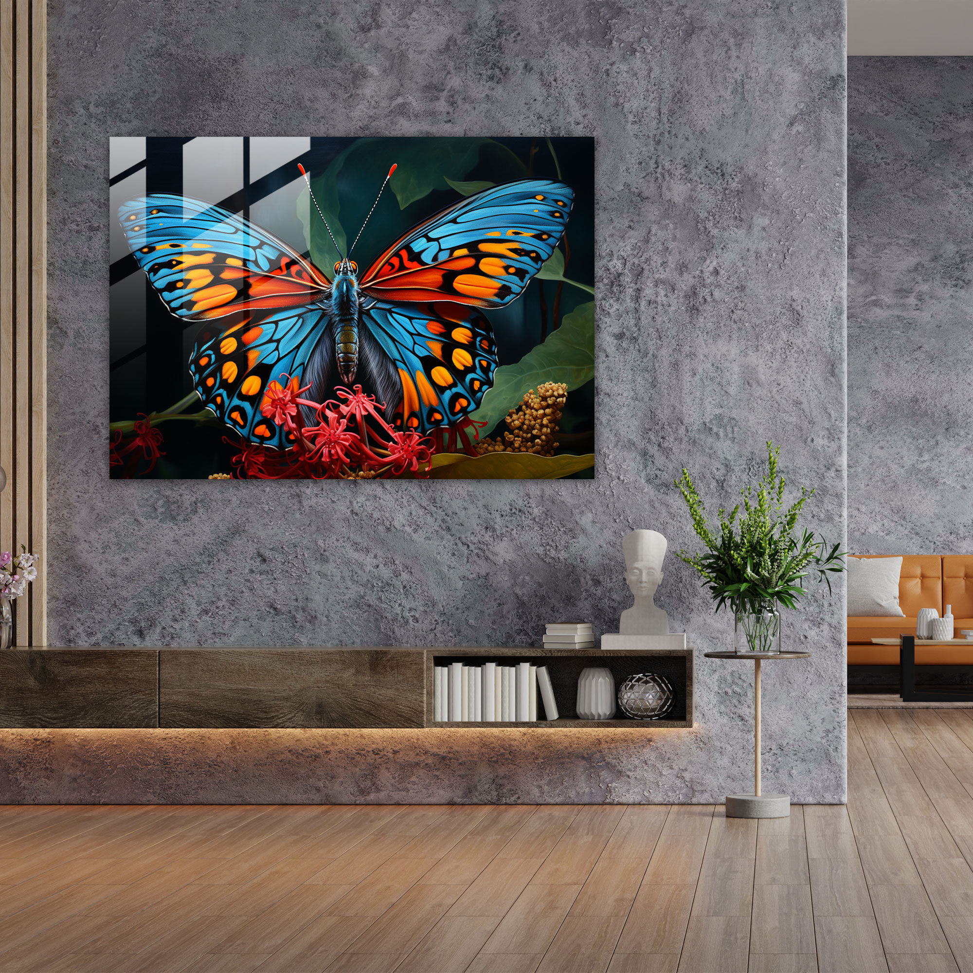 Realistic Butterflies Glass Wall Art - Dried Butterflies, Wall Decoration, Home Decoration, Butterflies