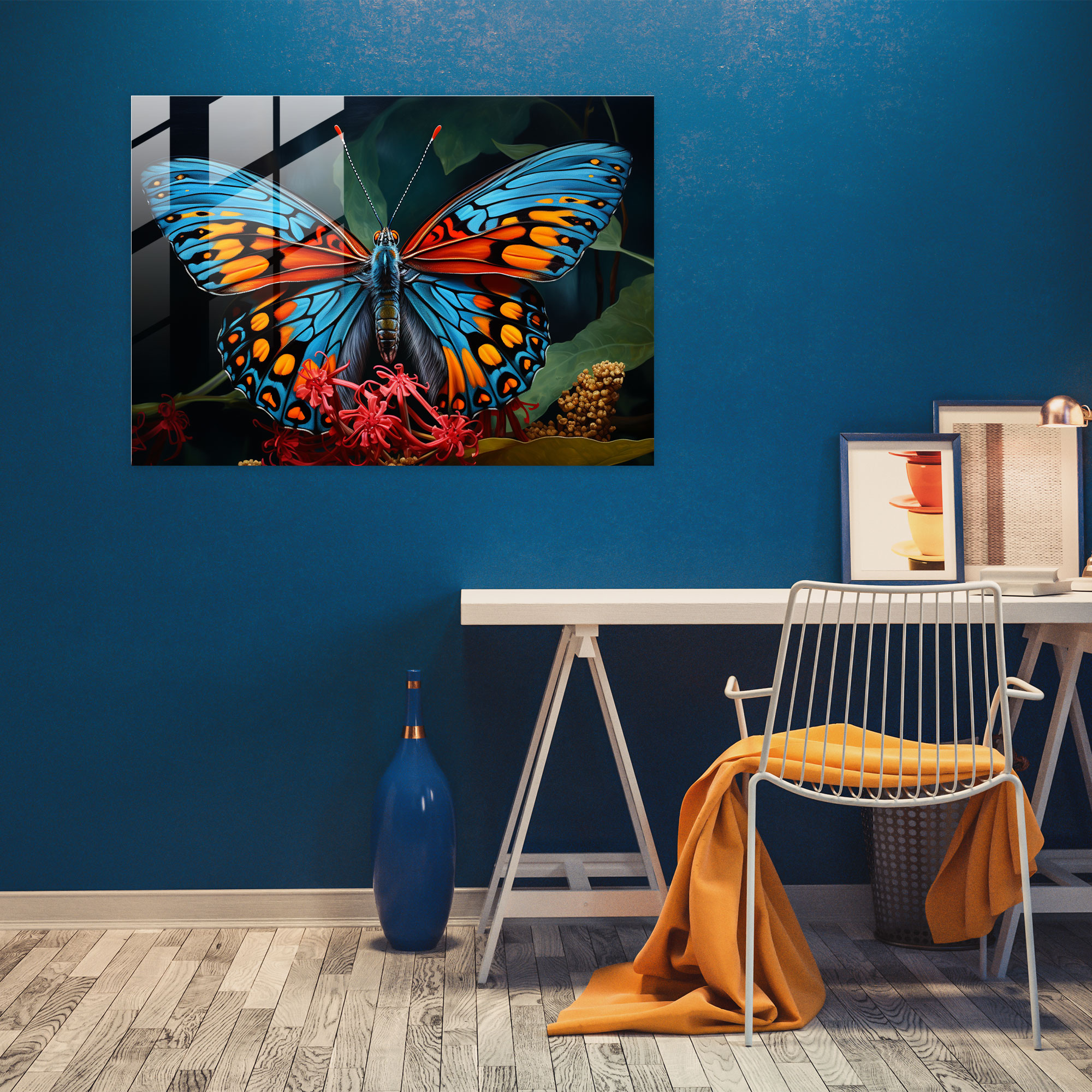 Realistic Butterflies Glass Wall Art - Dried Butterflies, Wall Decoration, Home Decoration, Butterflies