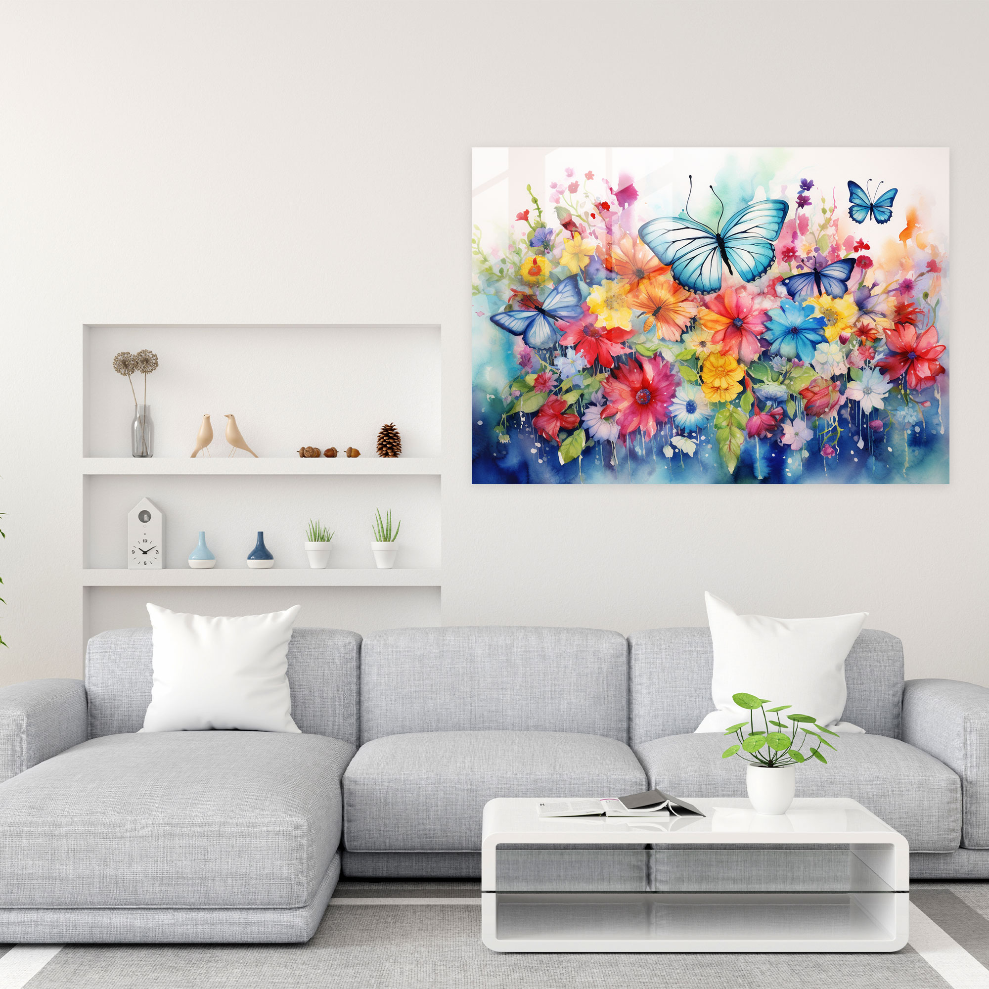 Butterflies Glass Print - Dried Butterflies, Modern Art, Glass Wall Art, Glass Art