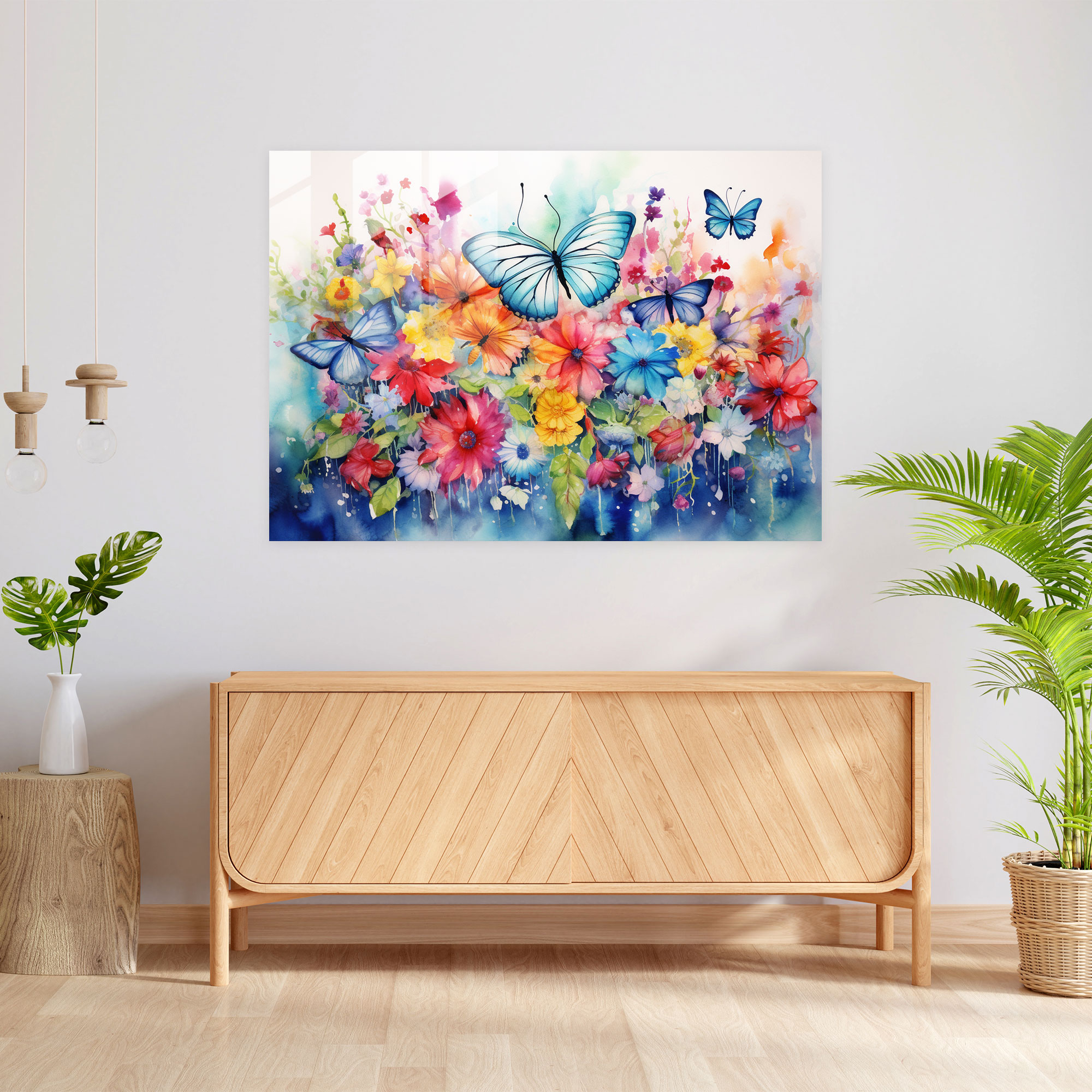 Butterflies Glass Print - Dried Butterflies, Modern Art, Glass Wall Art, Glass Art