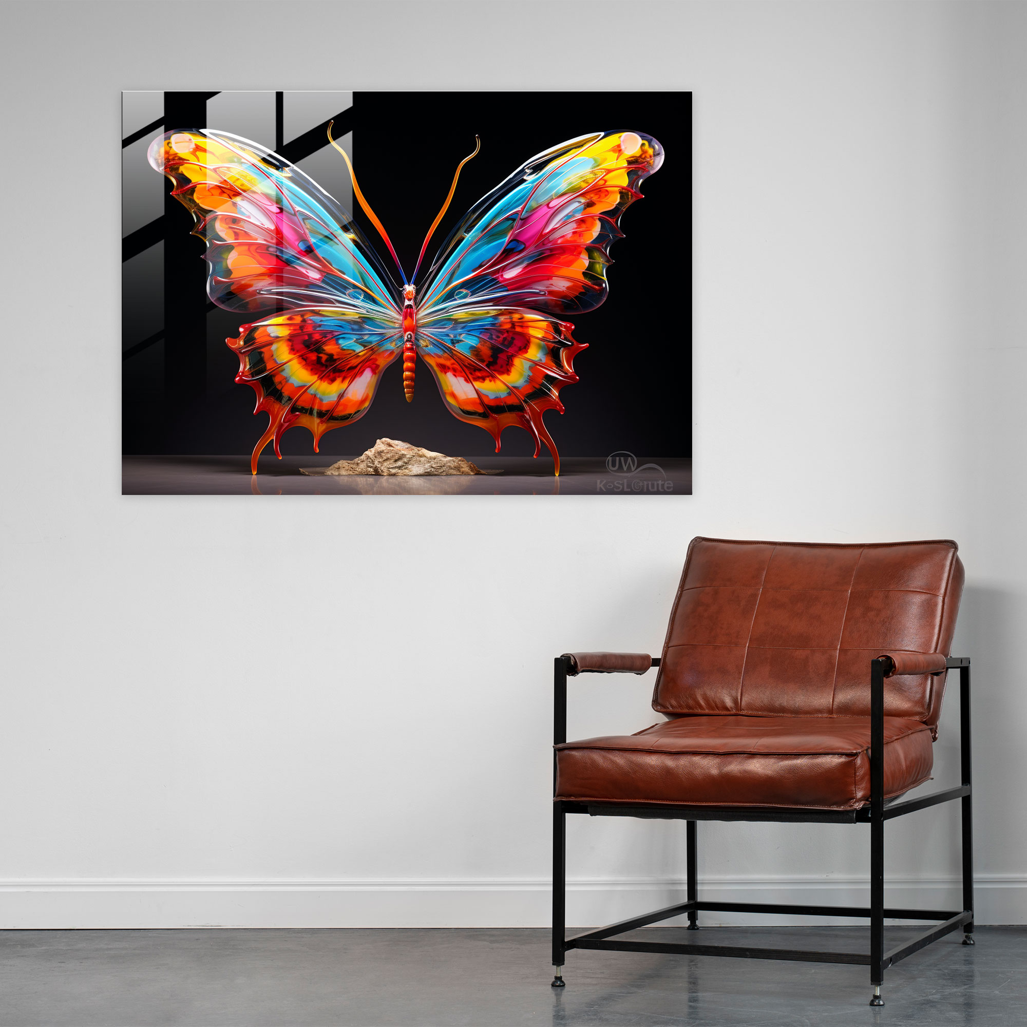 Abstract Butterfly Glass Art - Dried Butterflies, Glass Print, Modern Art, Abstract